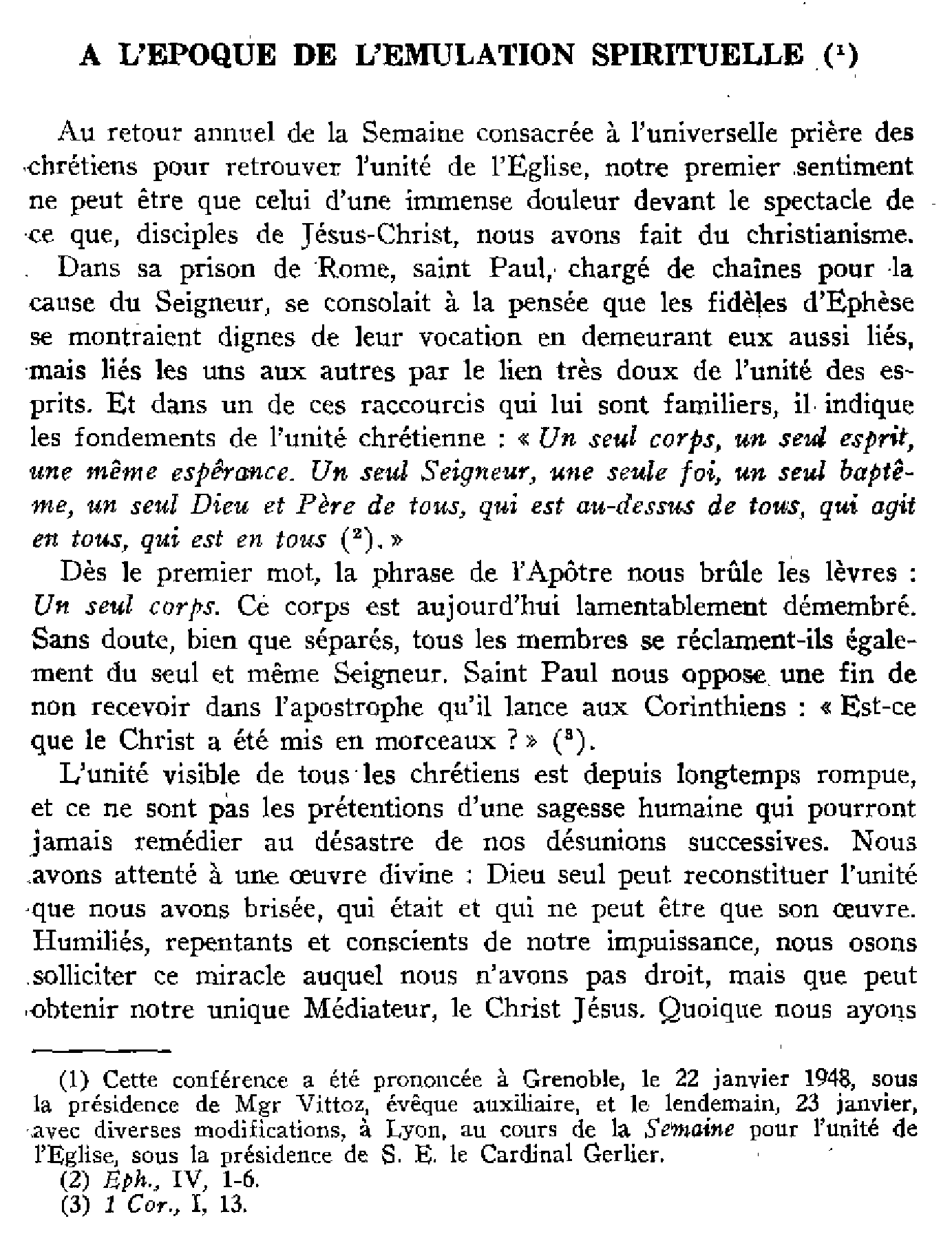 À l'époque de l'émulation spirituelle