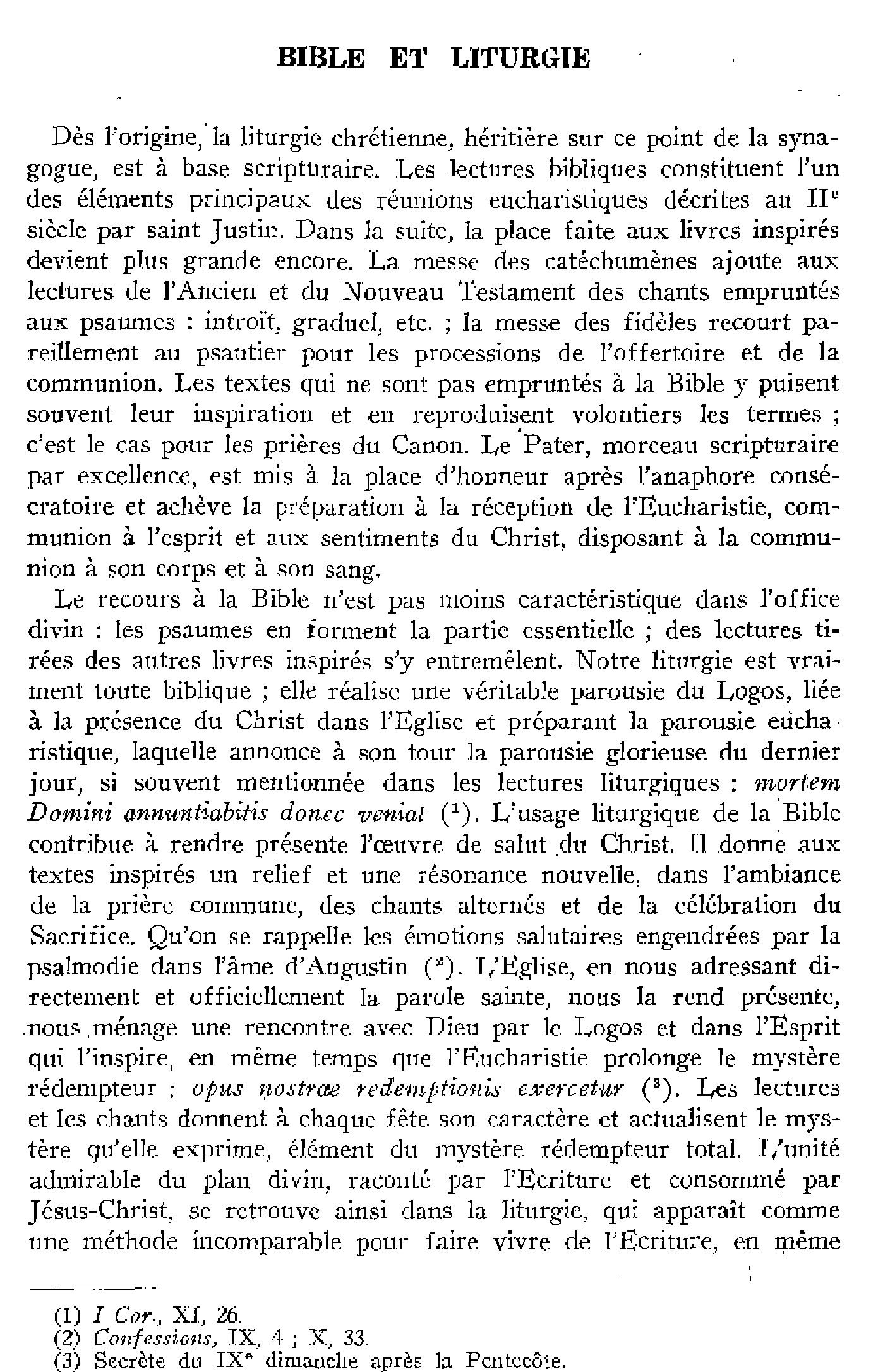 Bible et liturgie