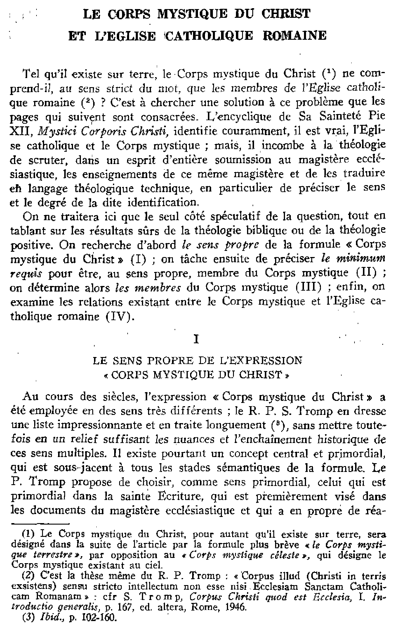 Le Corps mystique du Christ et l'Église catholique romaine