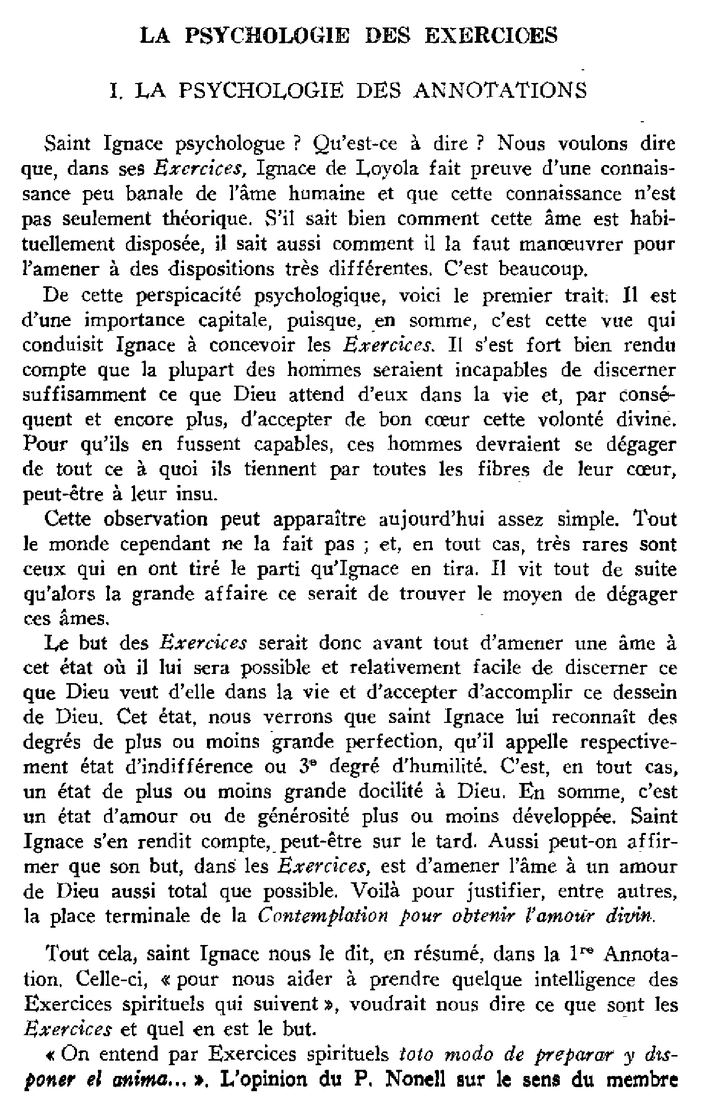 La psychologie des Exercices