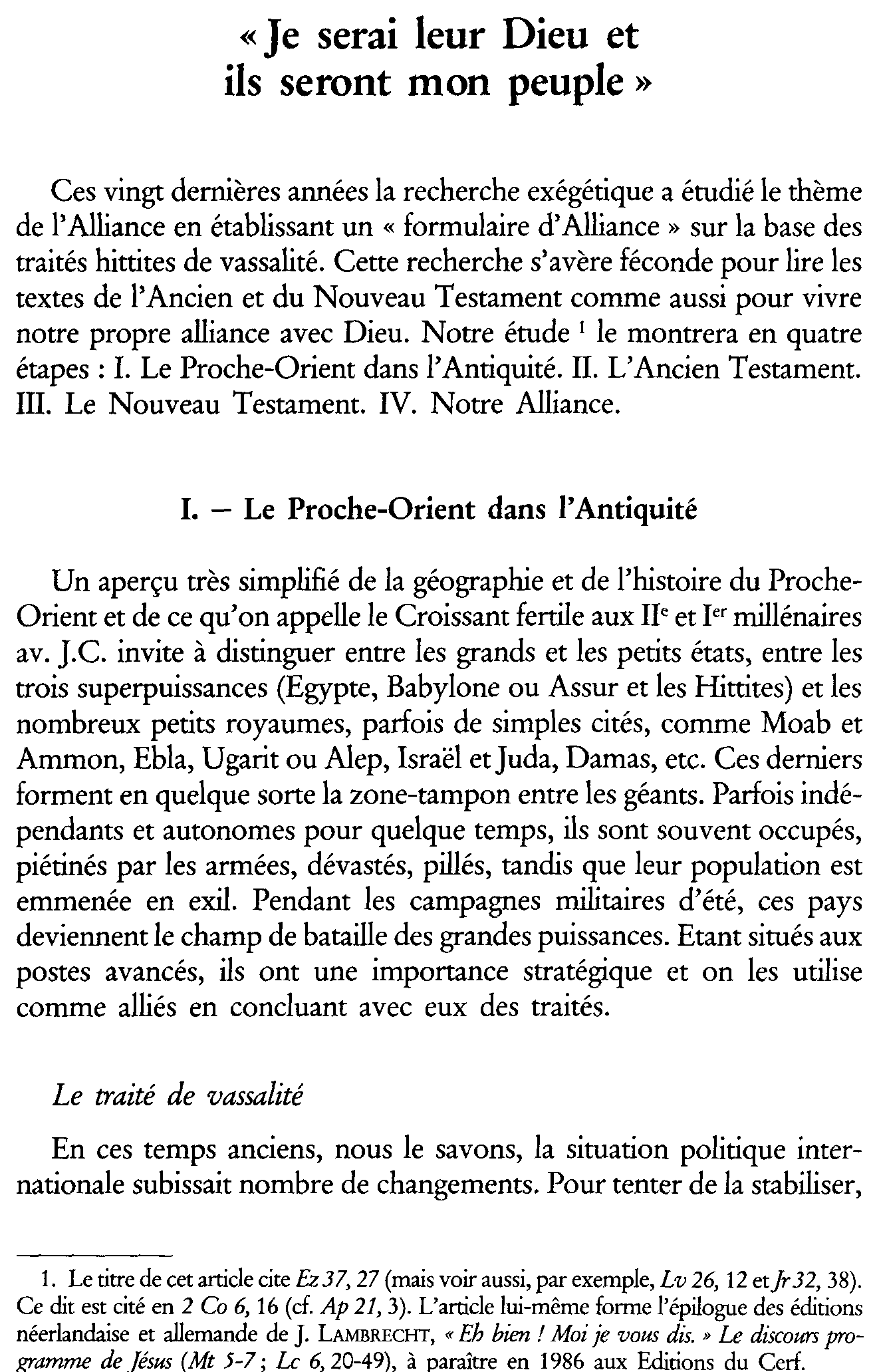 Je serai leur Dieu et ils seront mon peuple