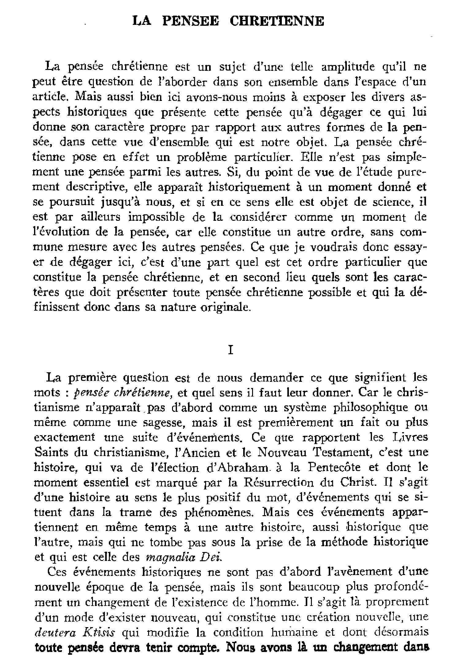La pensée chrétienne