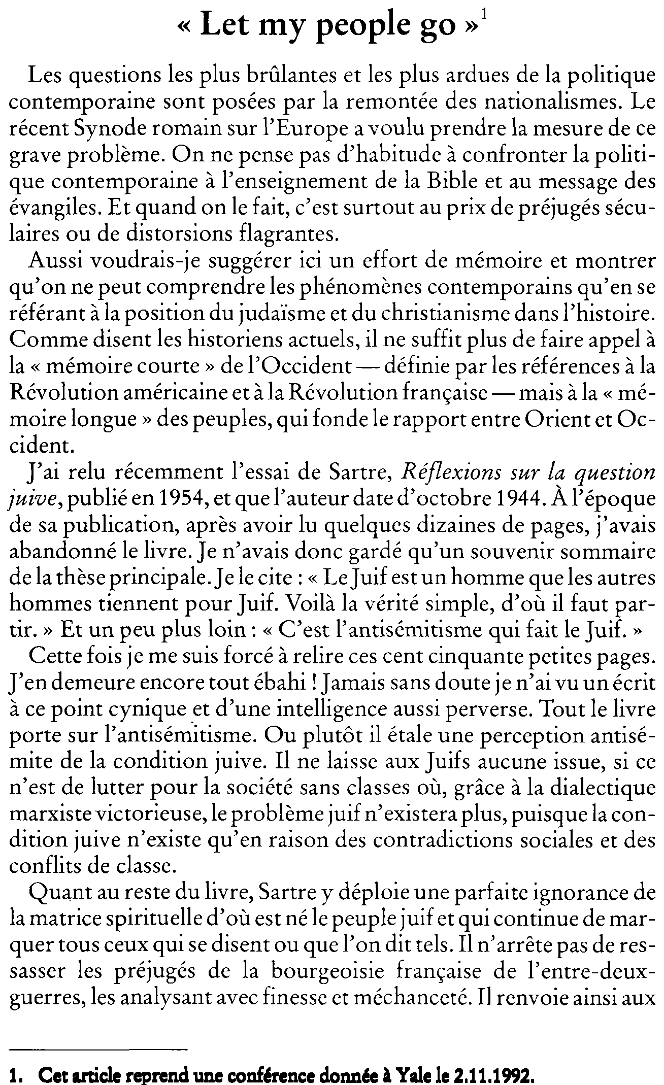 «Let my people go»
