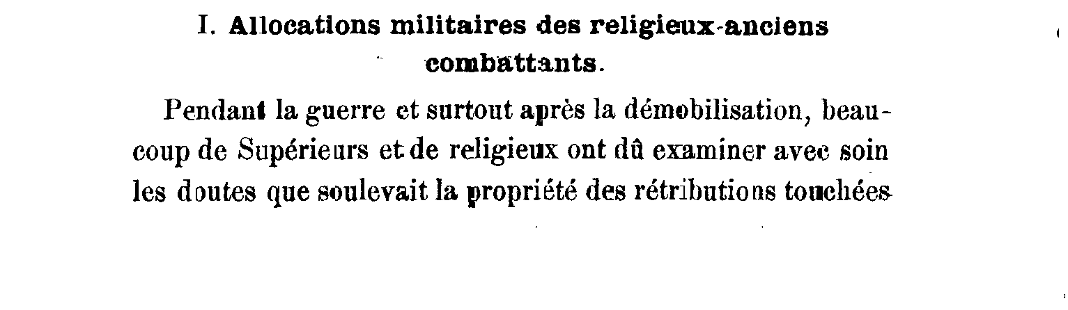 Allocations militaires des religieux anciens combattants