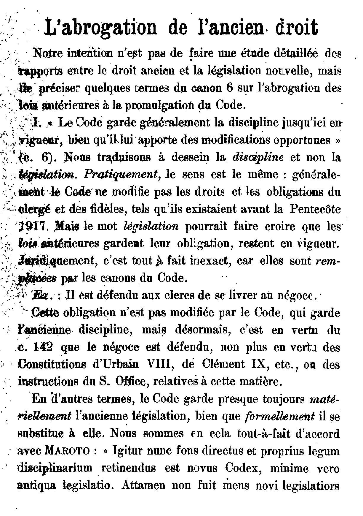 L'abrogation de l'ancien droit