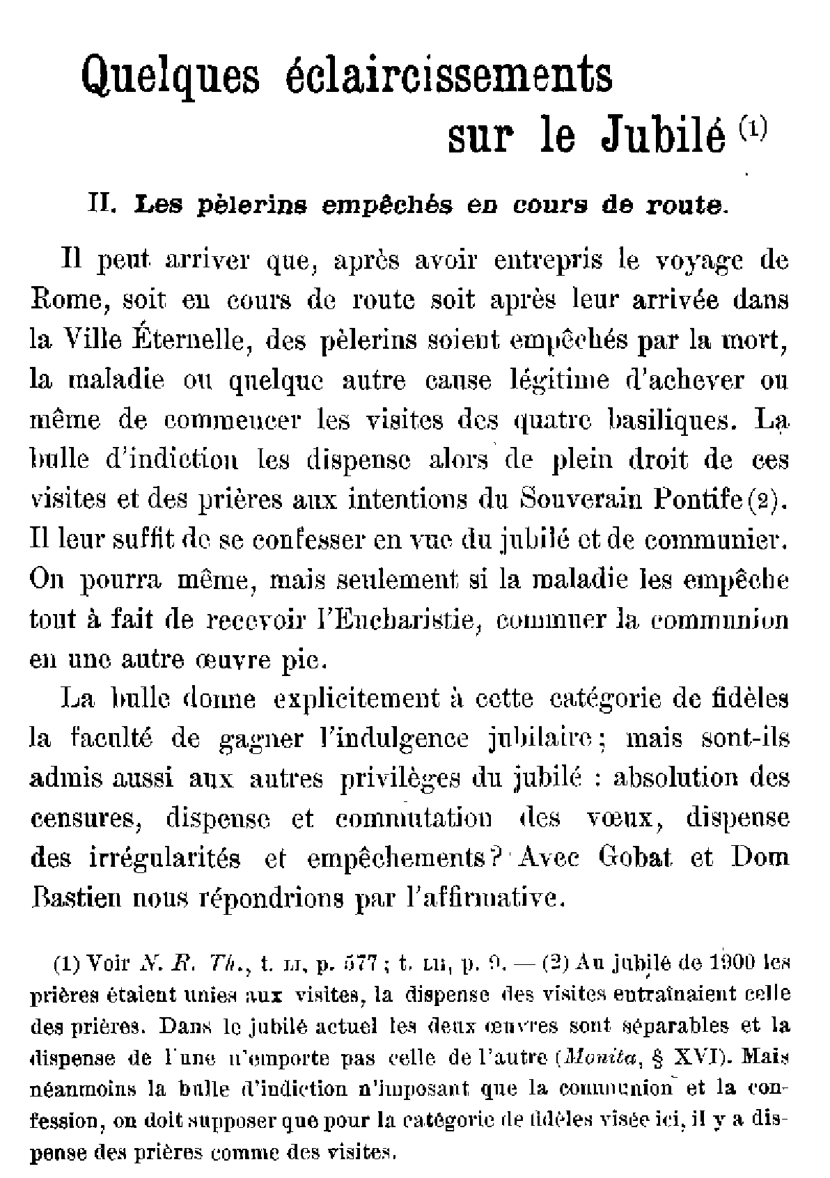 Quelques éclaircissements sur le Jubilé (2)