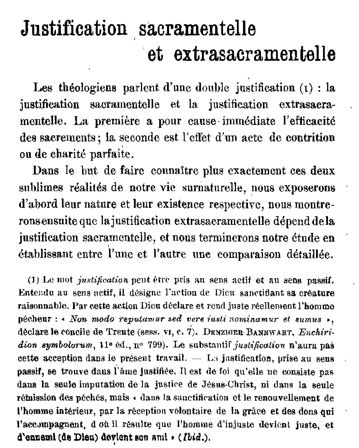 Justification sacramentelle et extrasacramentelle (1)