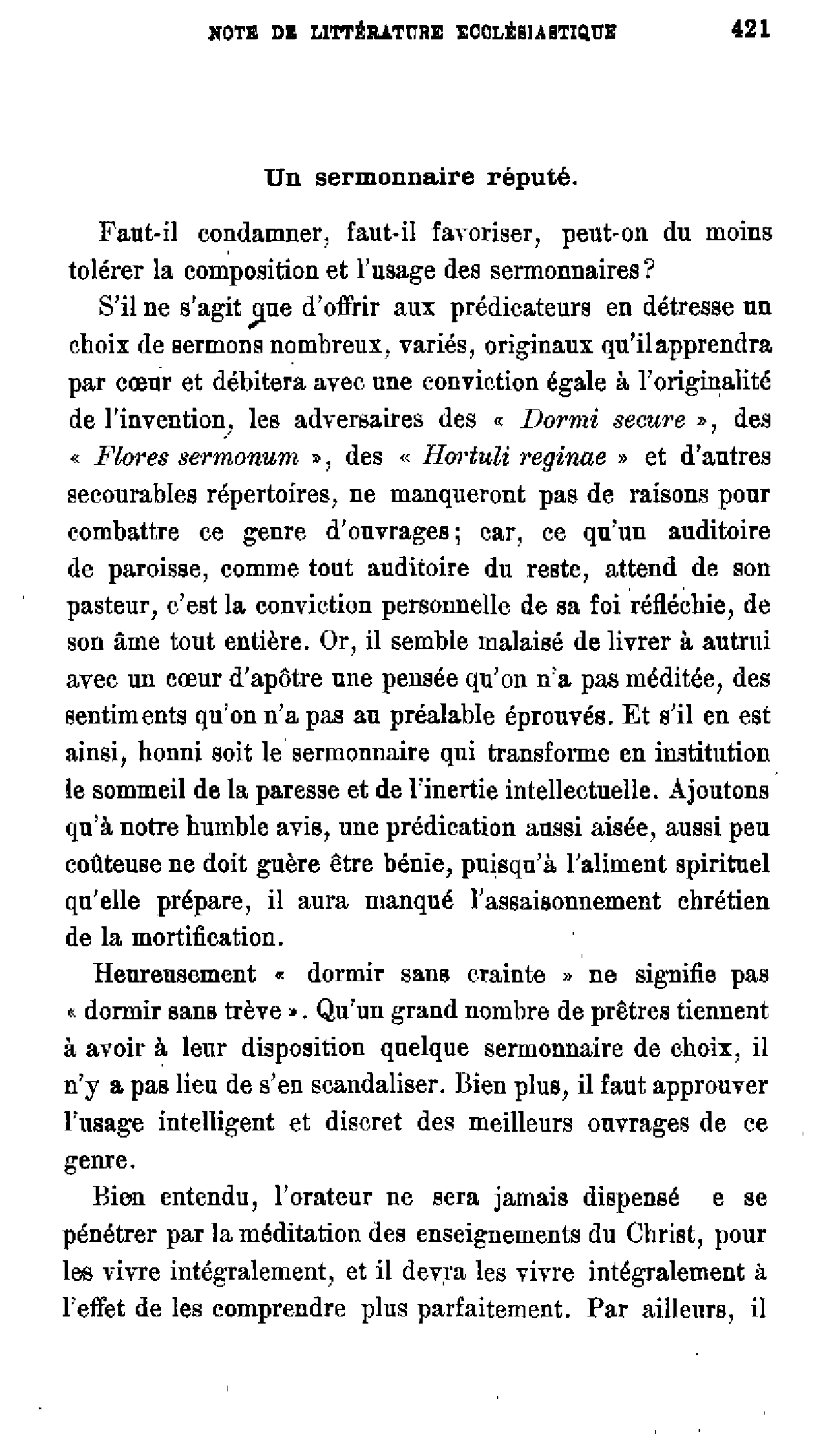 Un sermonaire réputé