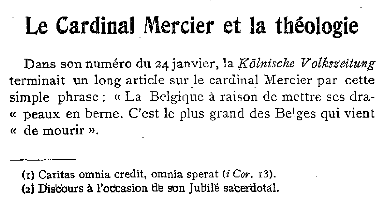 Le Cardinal Mercier et la théologie