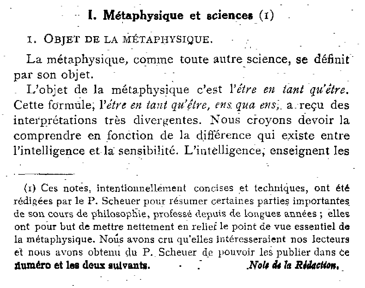 Métaphysique et sciences