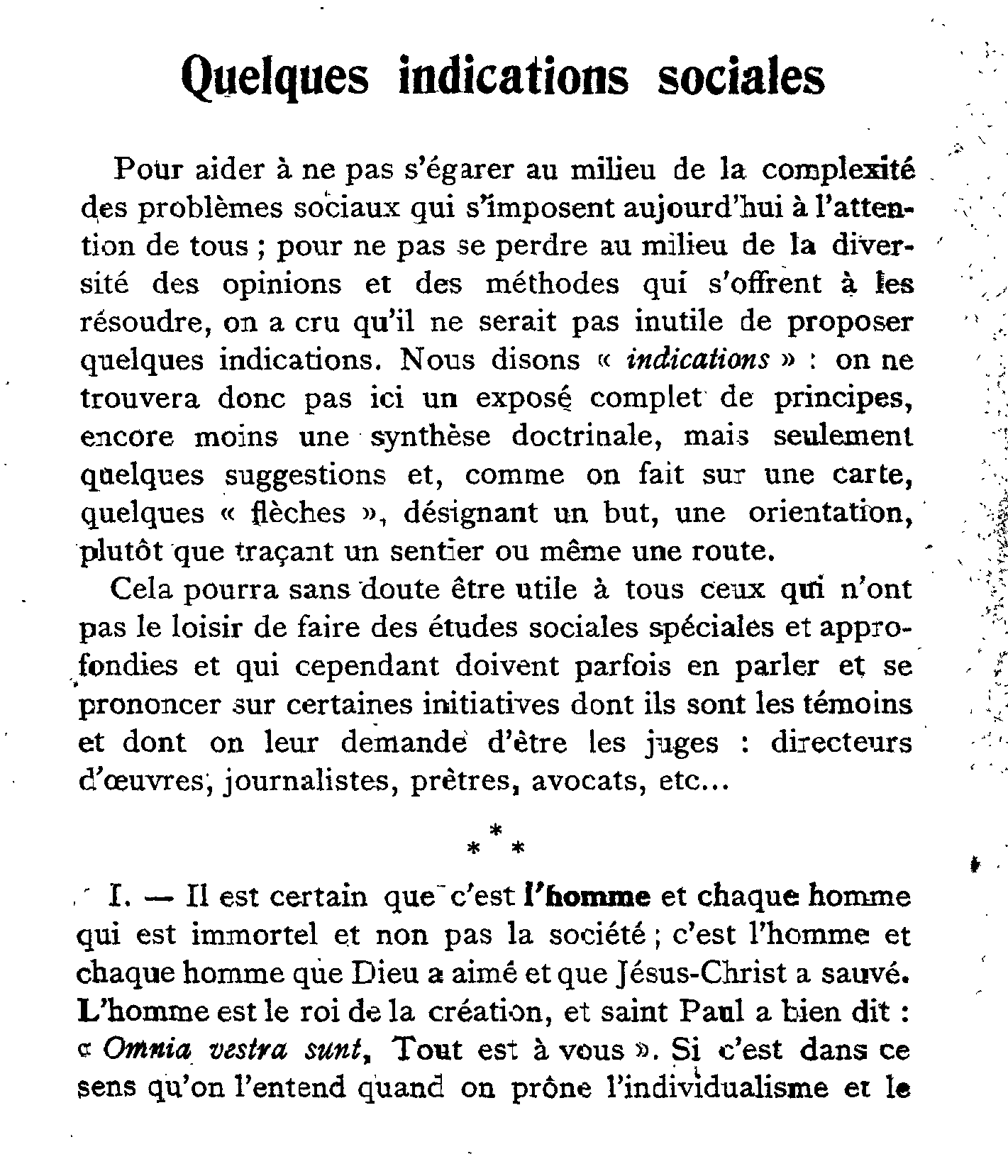 Quelques indications sociales
