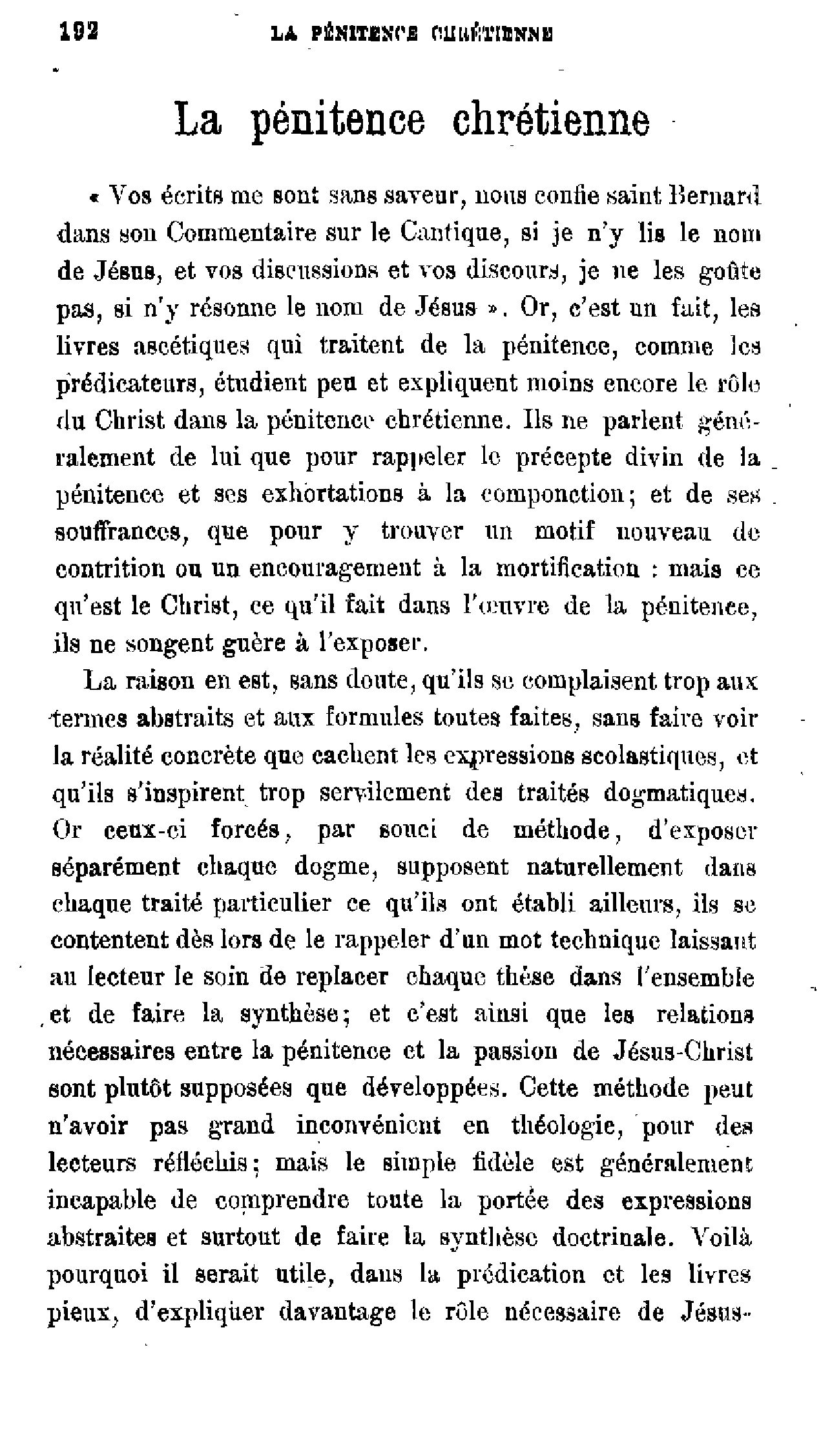 La pénitence chrétienne