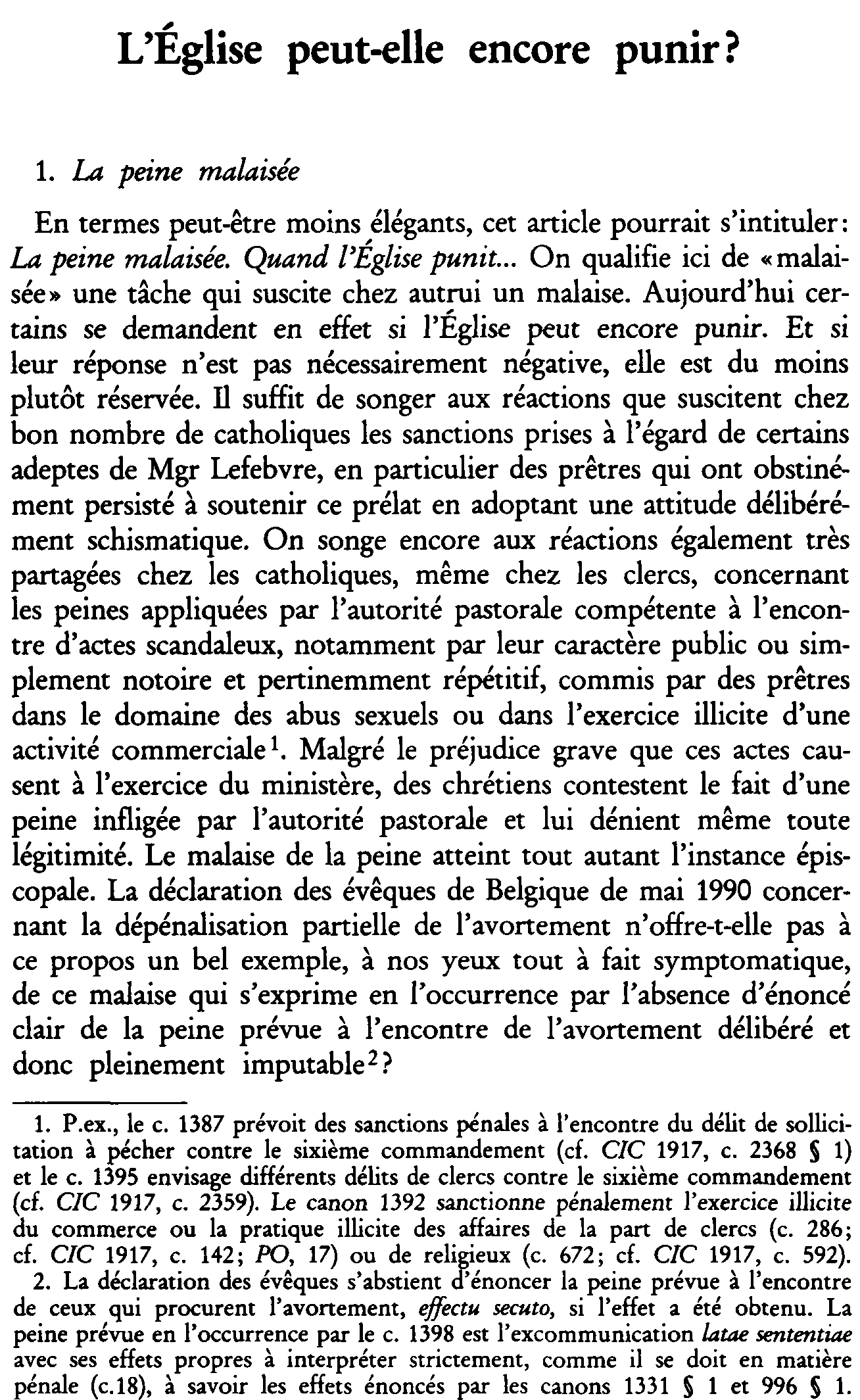 L'Église peut-elle encore punir?