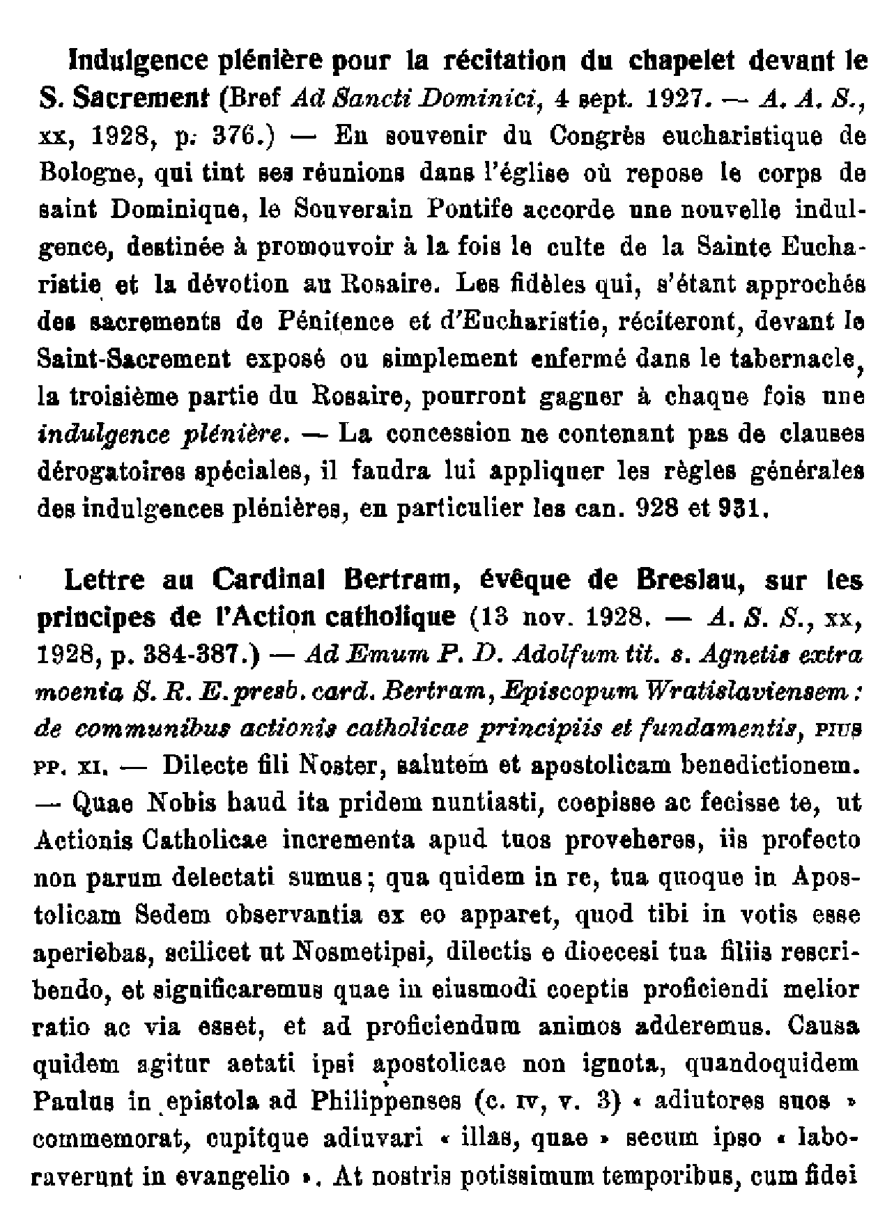 Actes du Souverain Pontife