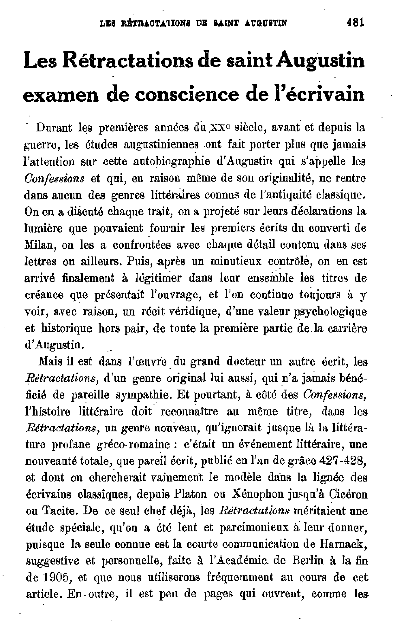 Les Rétractations de saint Augustin, examen de conscience de l'écrivain