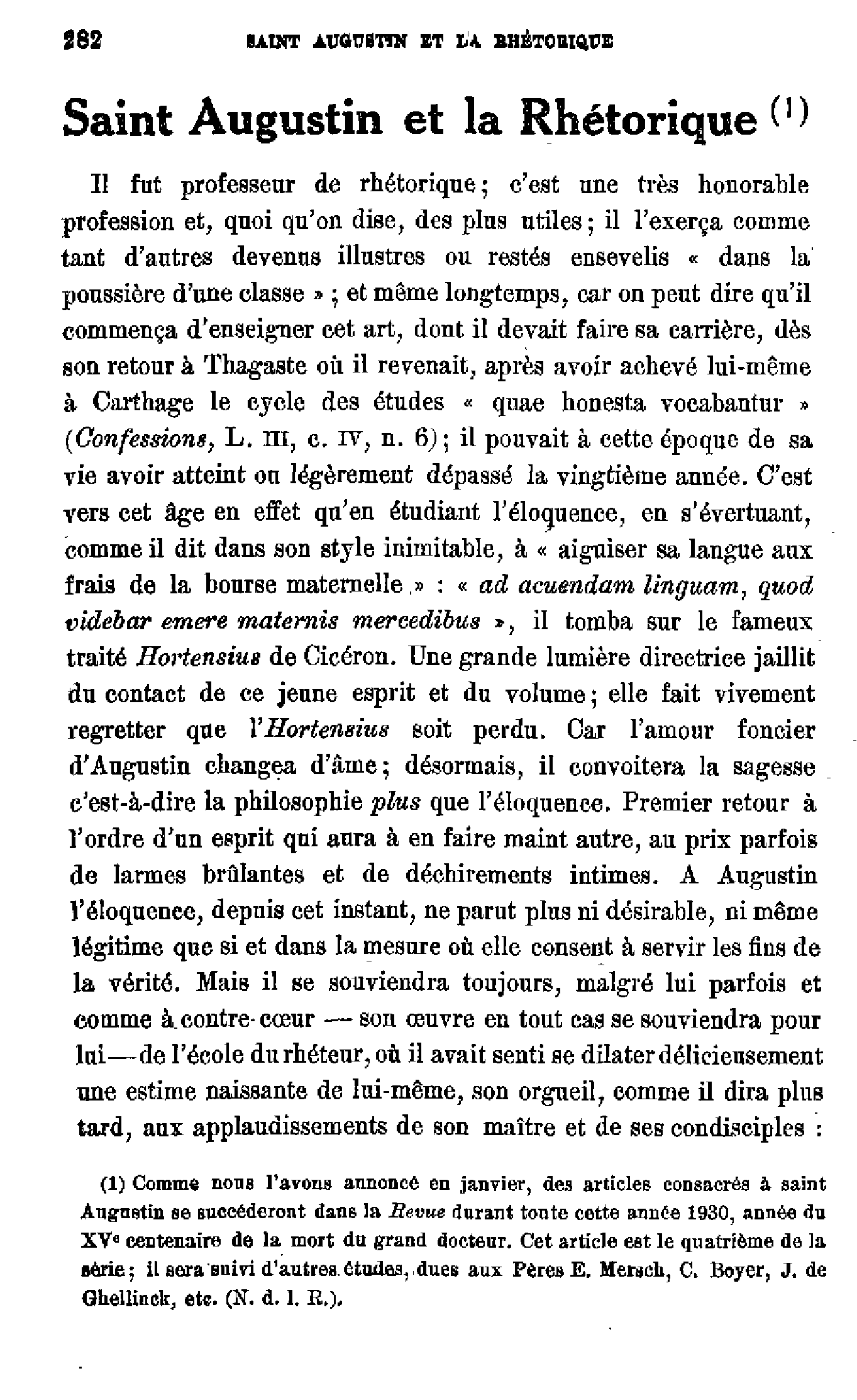 Saint Augustin et la Rhétorique