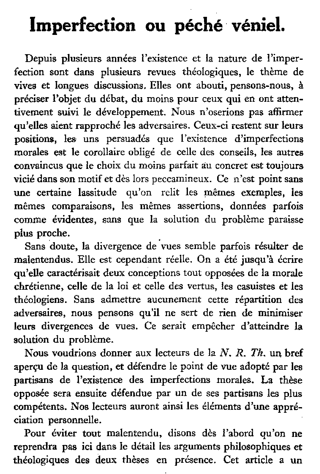 Imperfection ou péché véniel