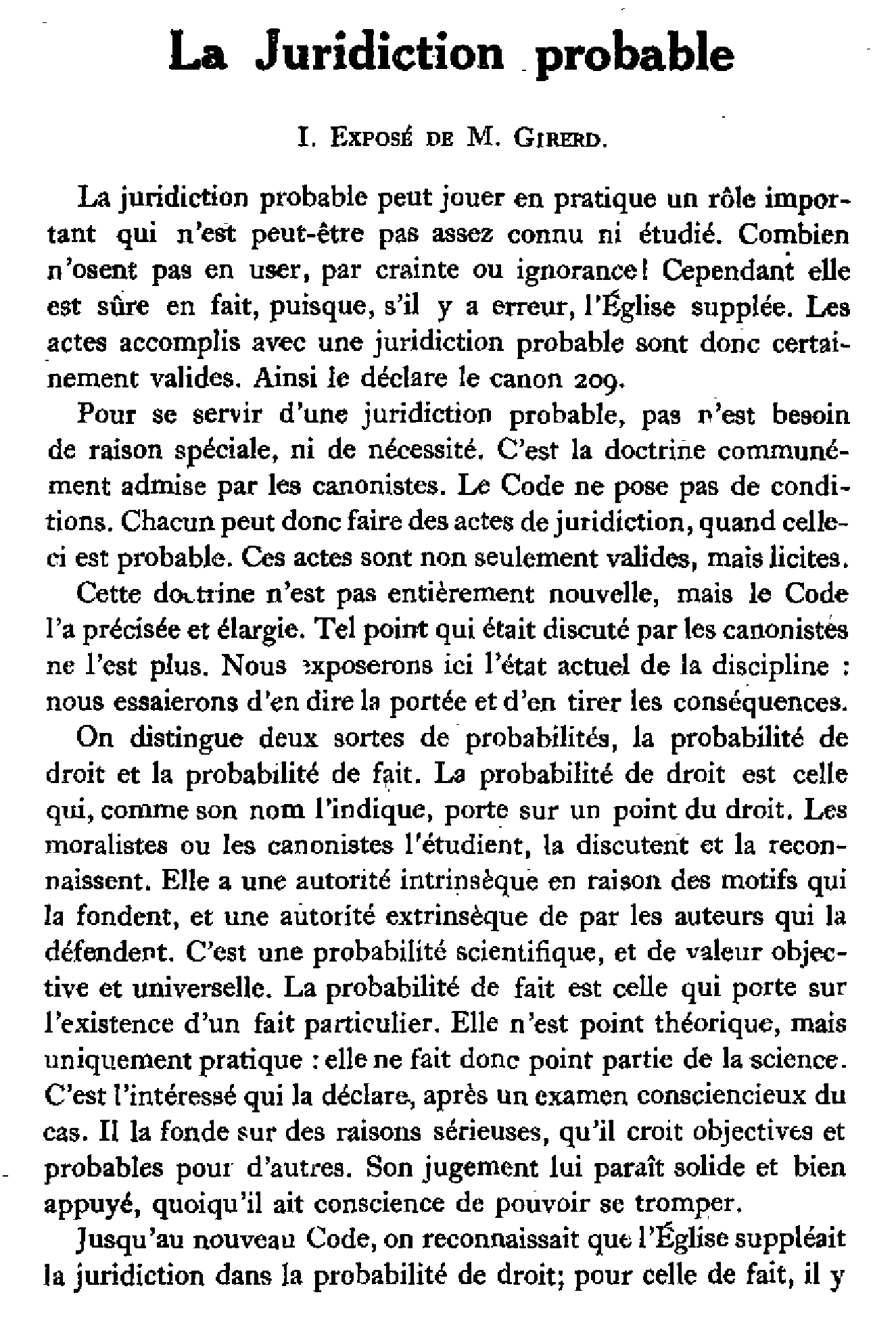 La Juridiction probable