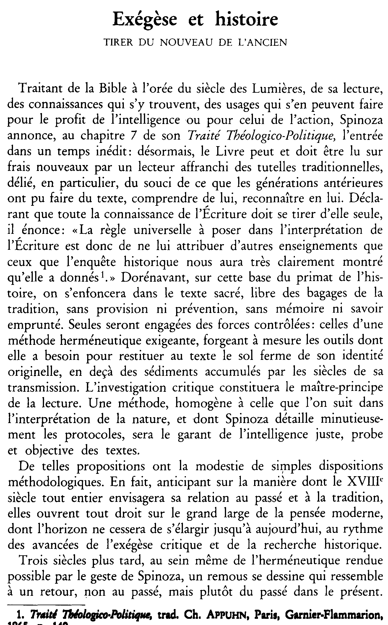 Exégèse et histoire. Tirer du nouveau de l'ancien
