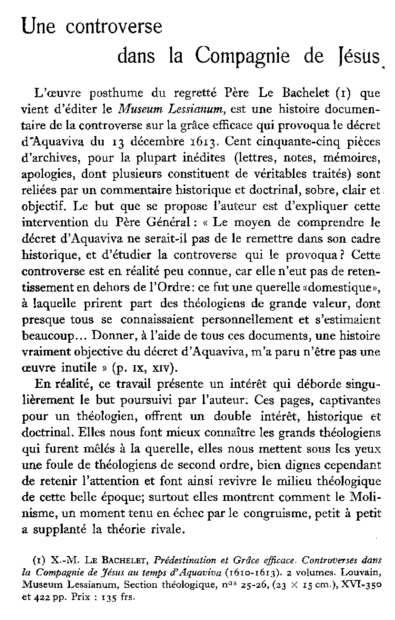 Une controverse dans la Compagnie de Jésus