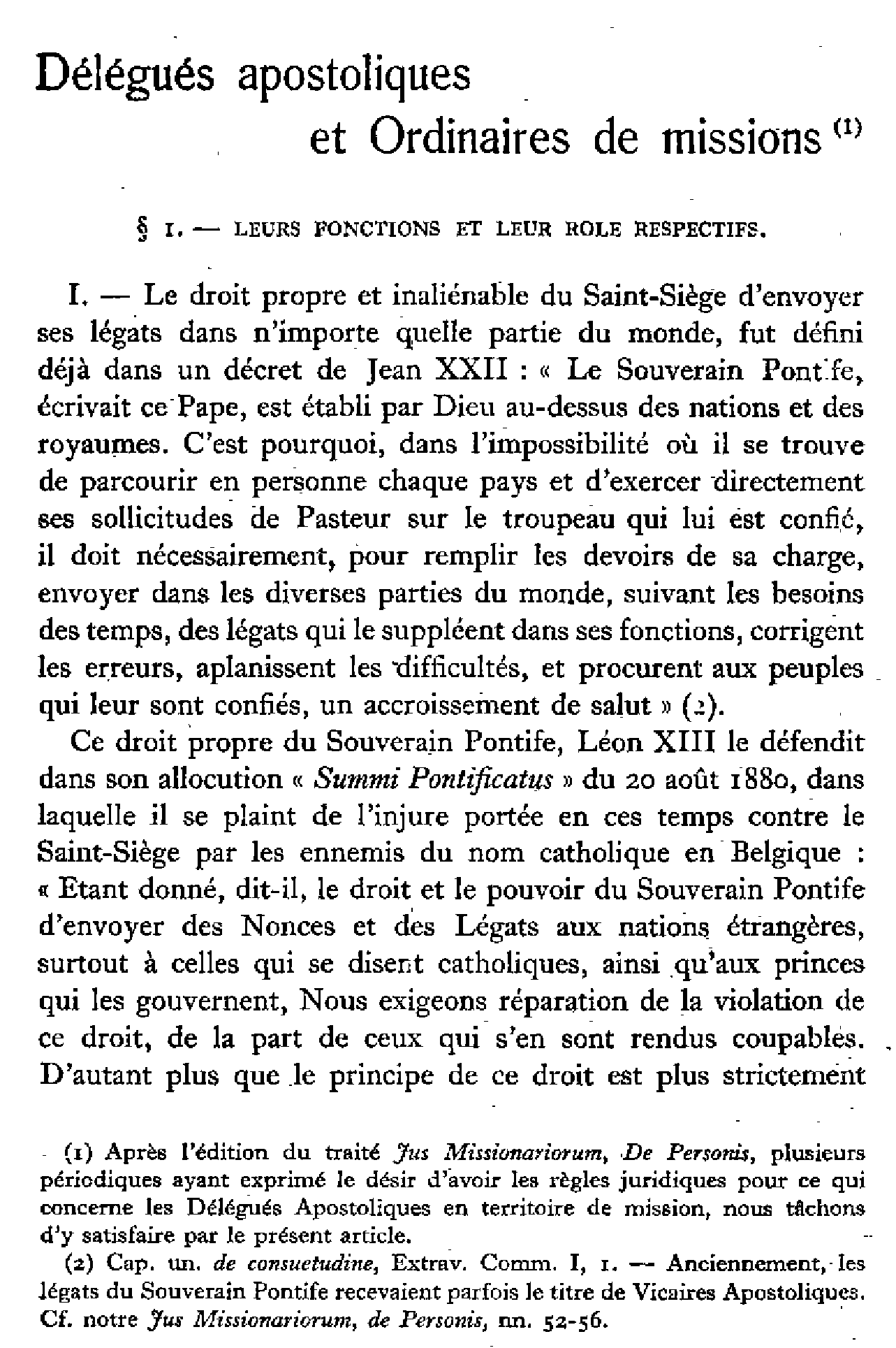 Délégués apostoliques et Ordinaires de missions