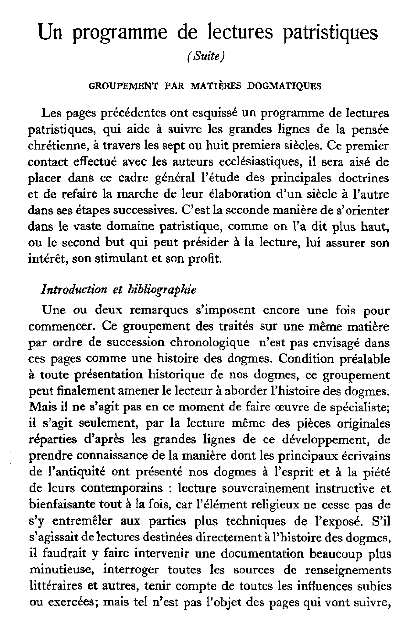 Un programme de lectures patristiques (2)