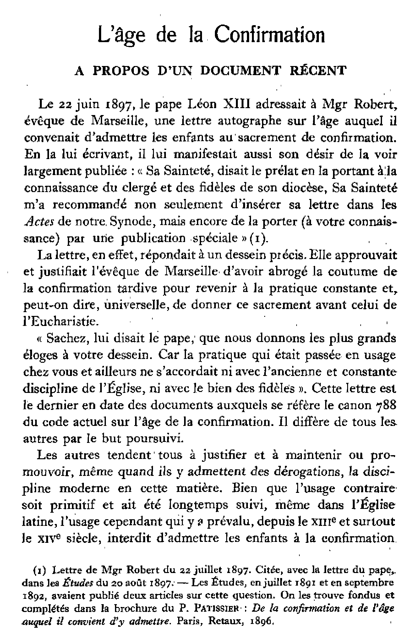Lâge de la Confirmation