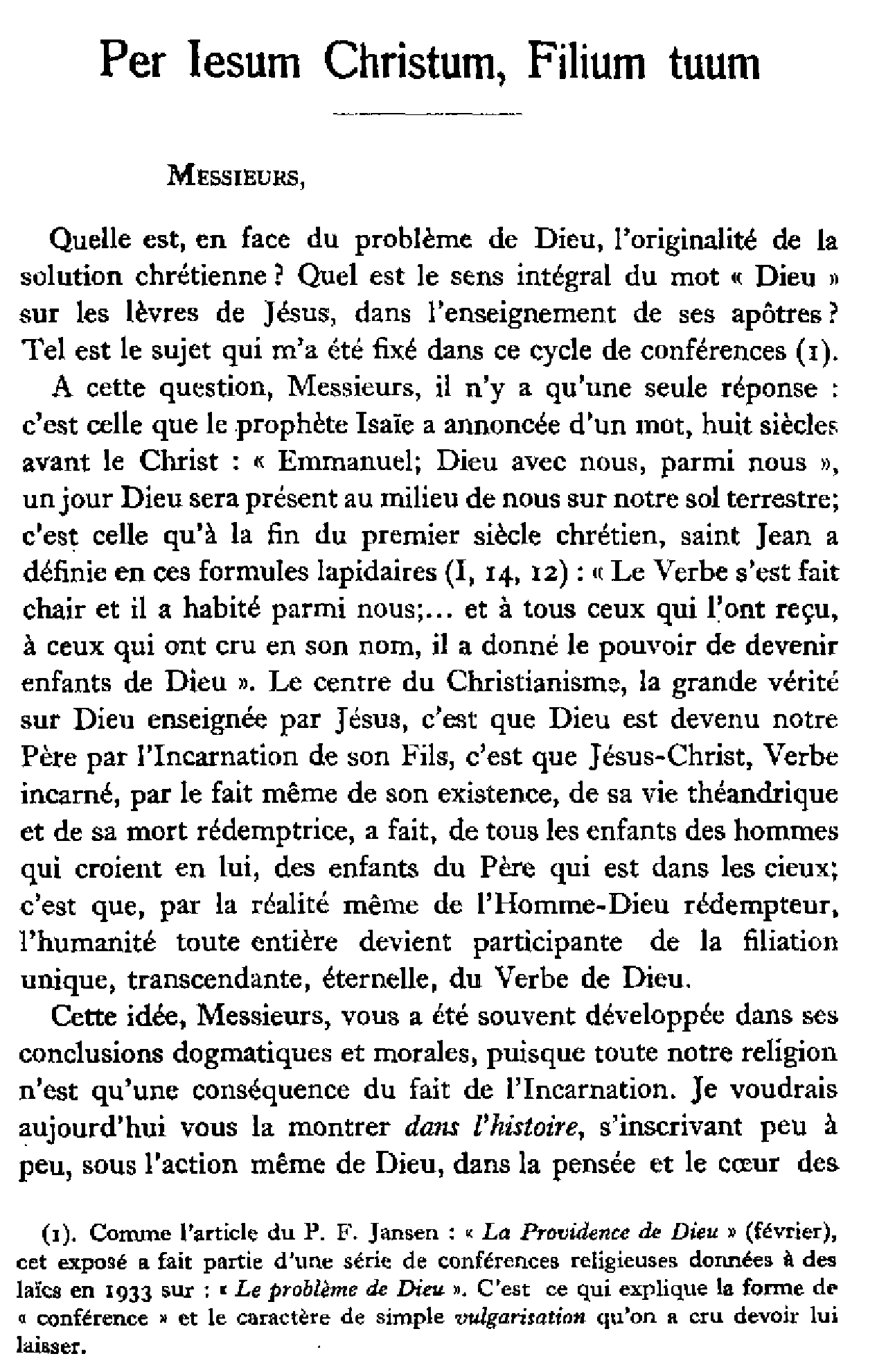 Per Iesum Christum, Filium tuum