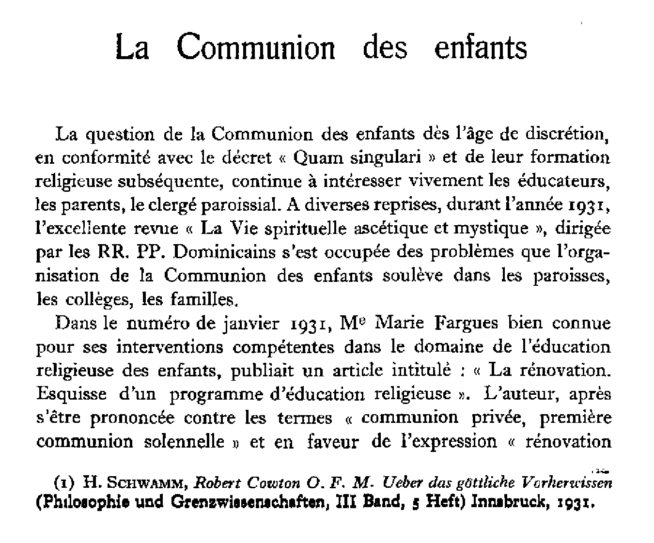 La communion des enfants