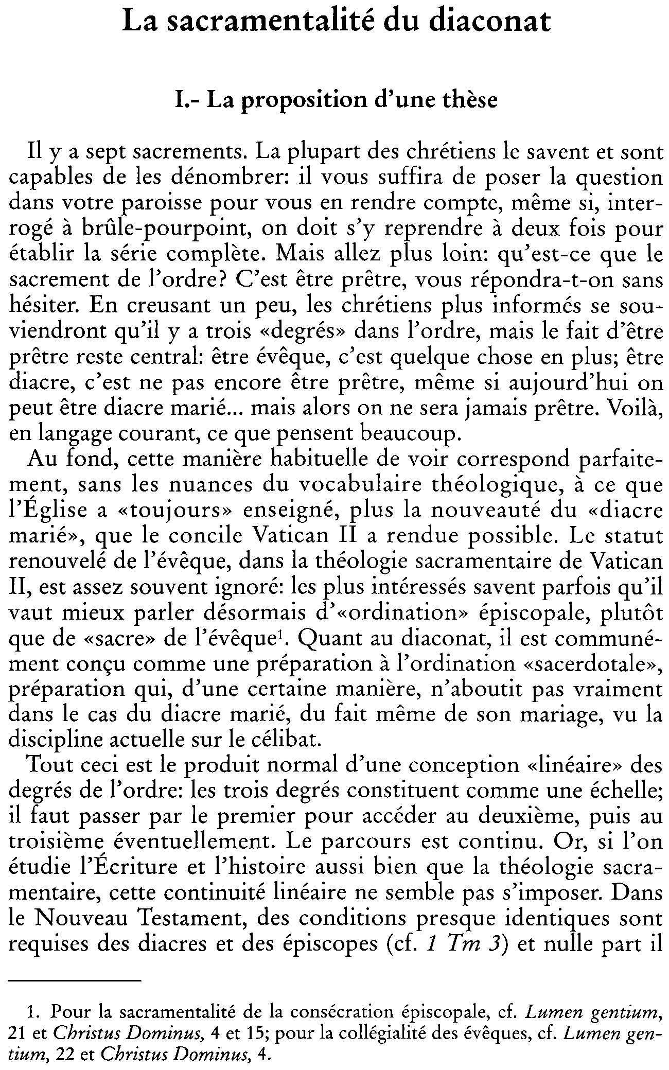 La sacramentalité du diaconat