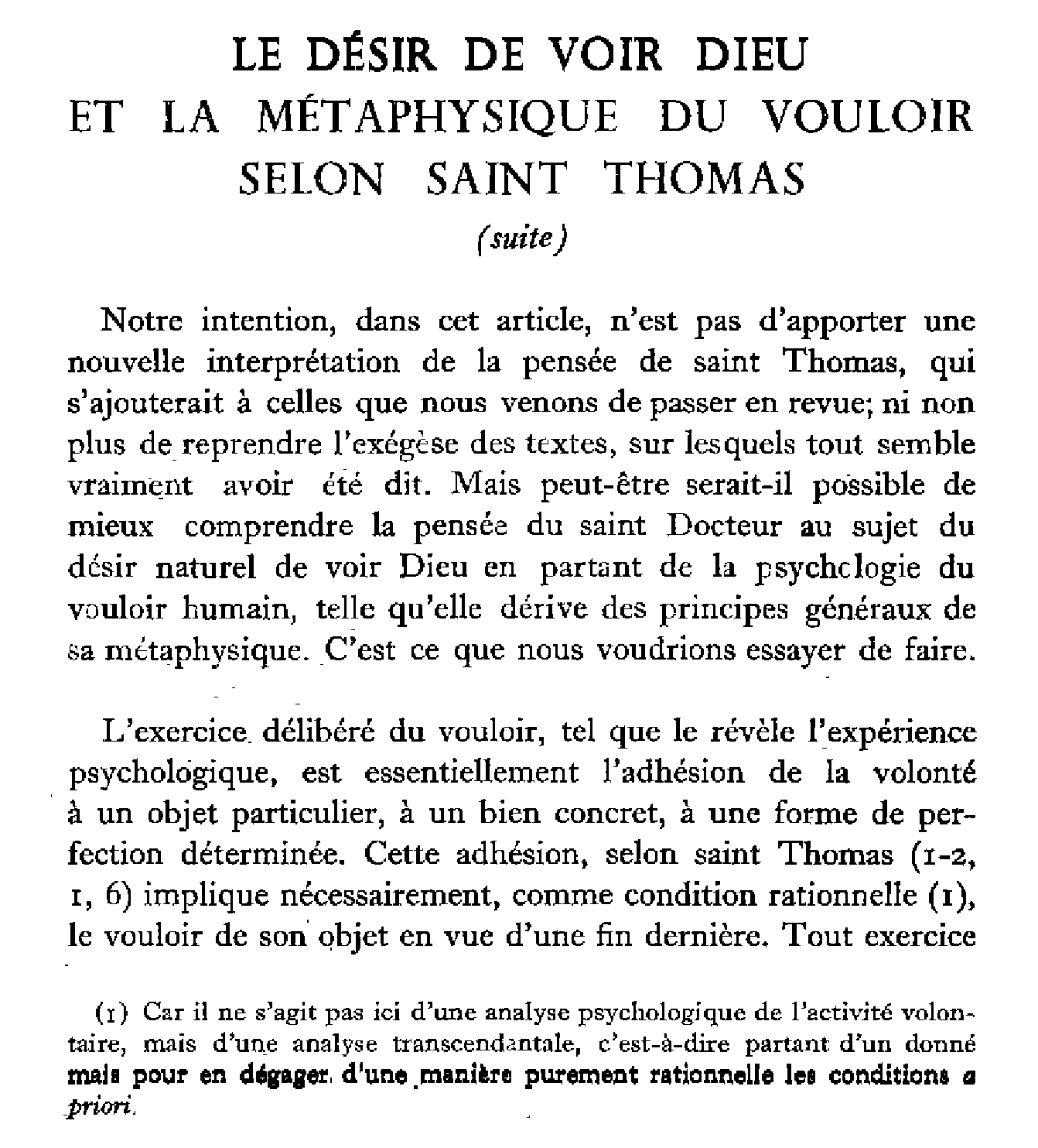 Le désir de voir Dieu et la métaphysique du vouloir selon Saint Thomas (2)