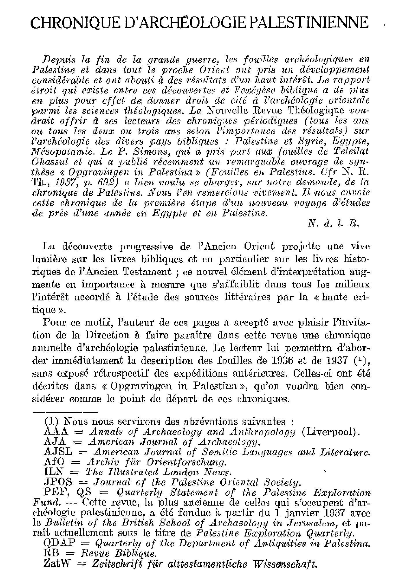 Chronique d'archéologie palestinienne