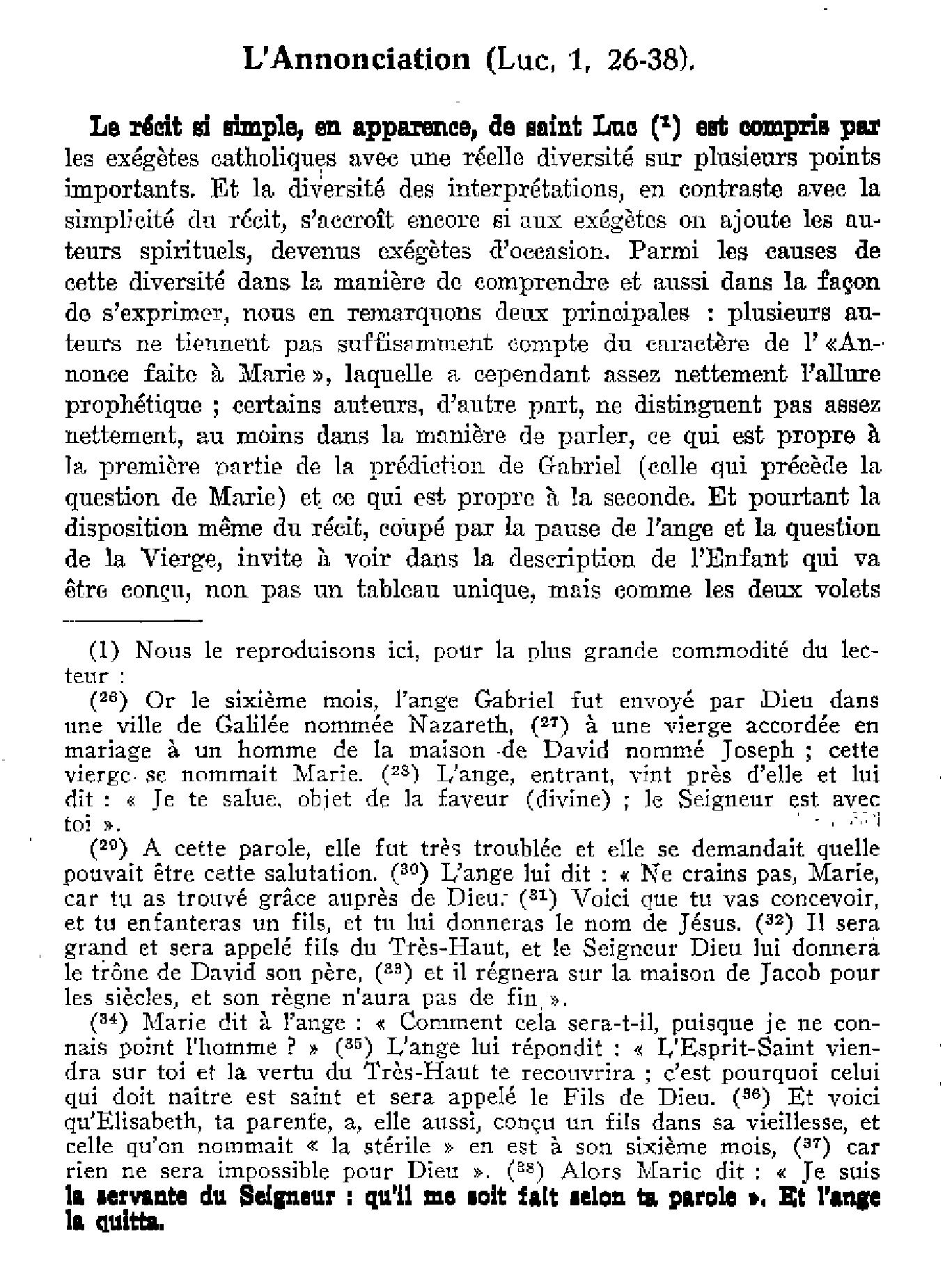L'Annonciation (Luc, 1, 26-38)