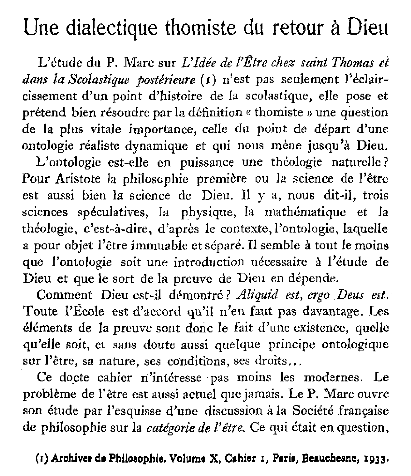 Une dialectique thomiste du retour à Dieu