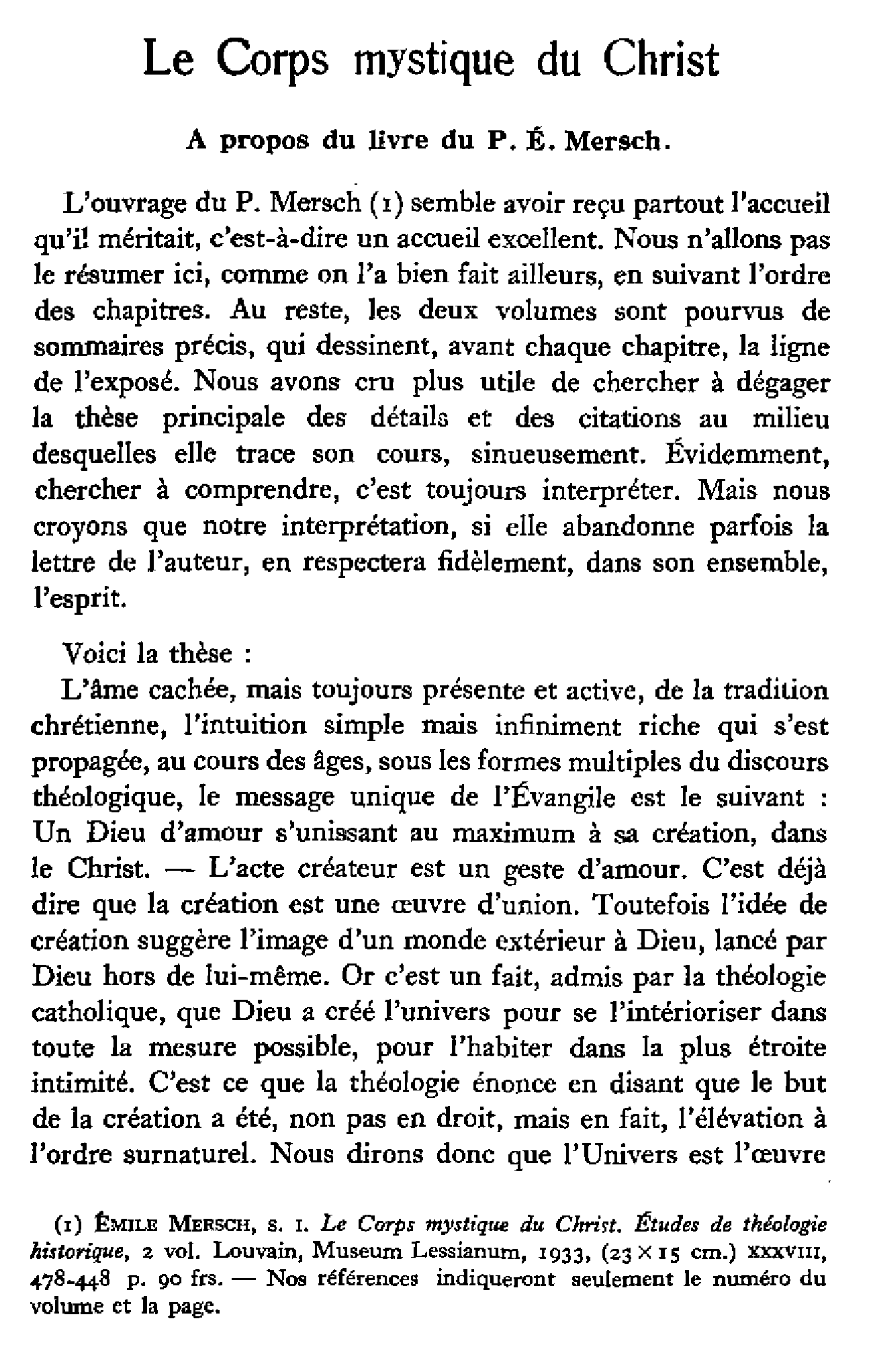 Le Corps mystique du Christ