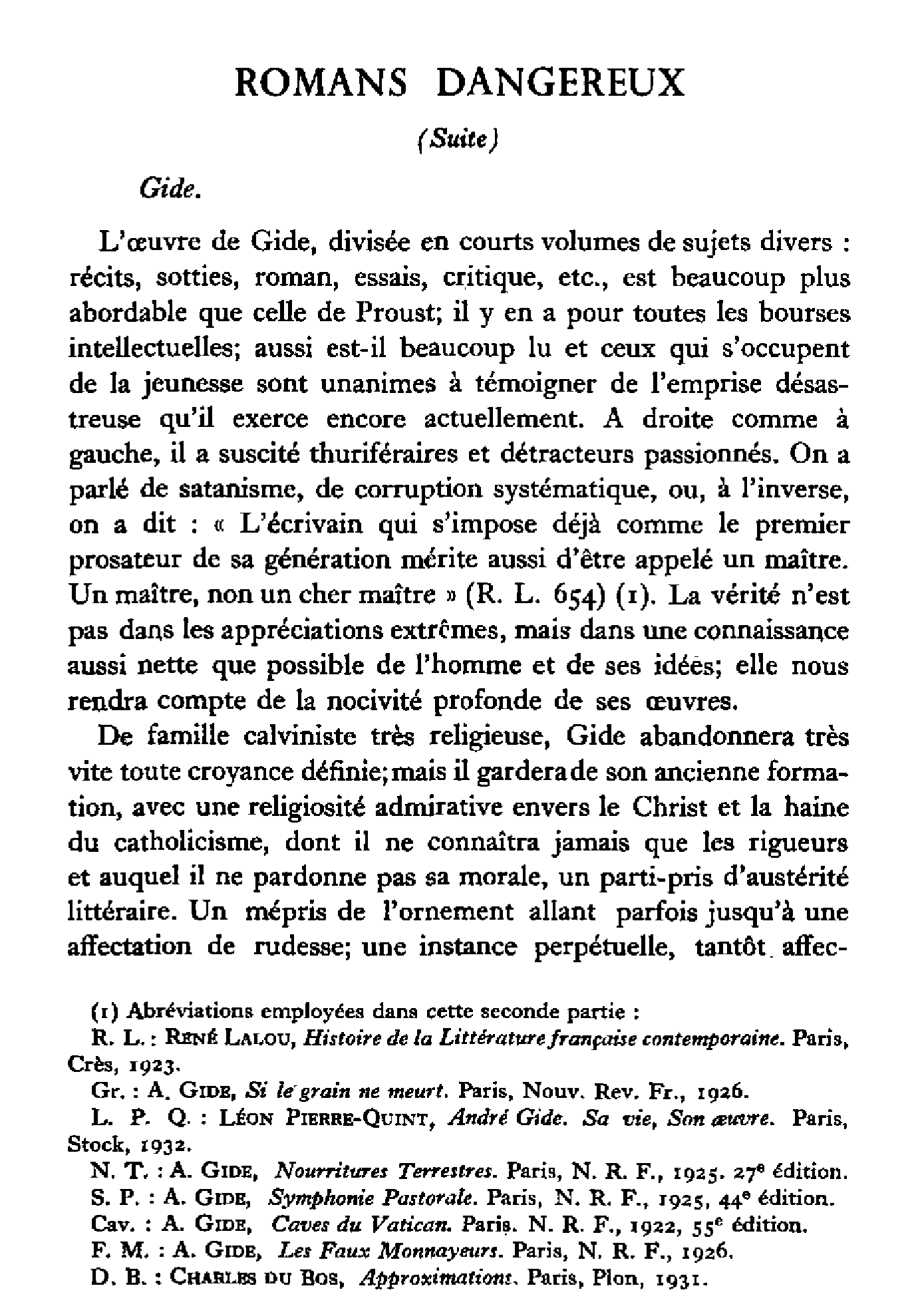 Romans dangereux (I) (suite)