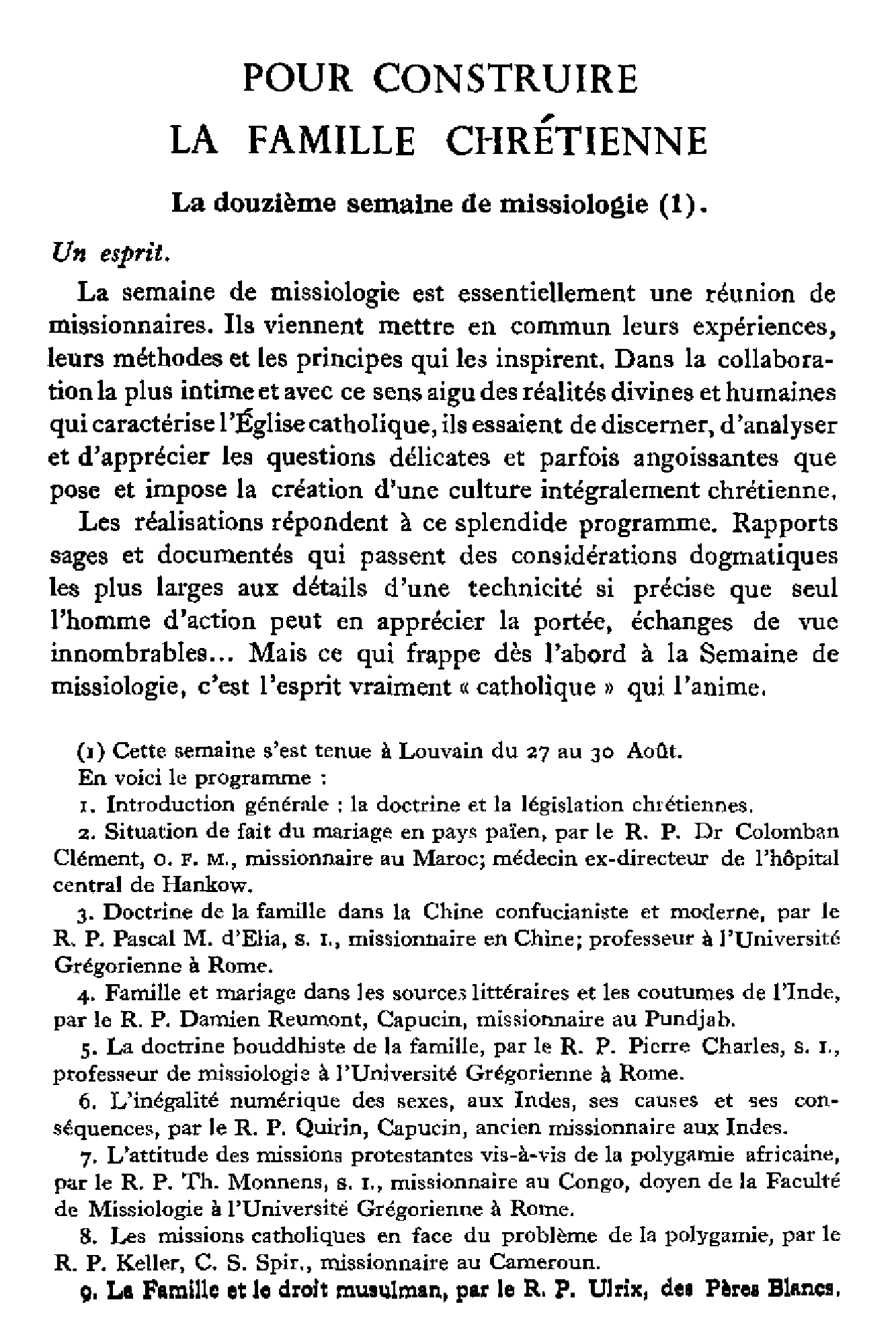Pour construire la famille chrétienne
