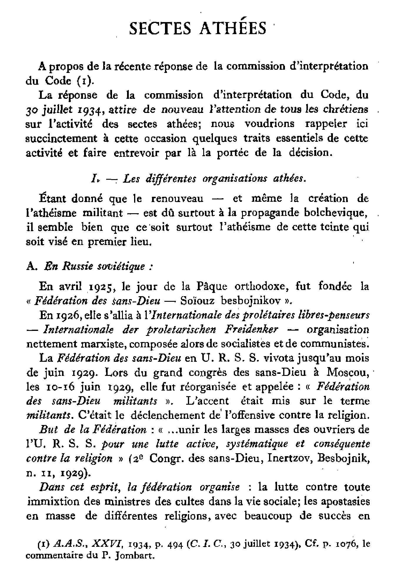 Sectes athées