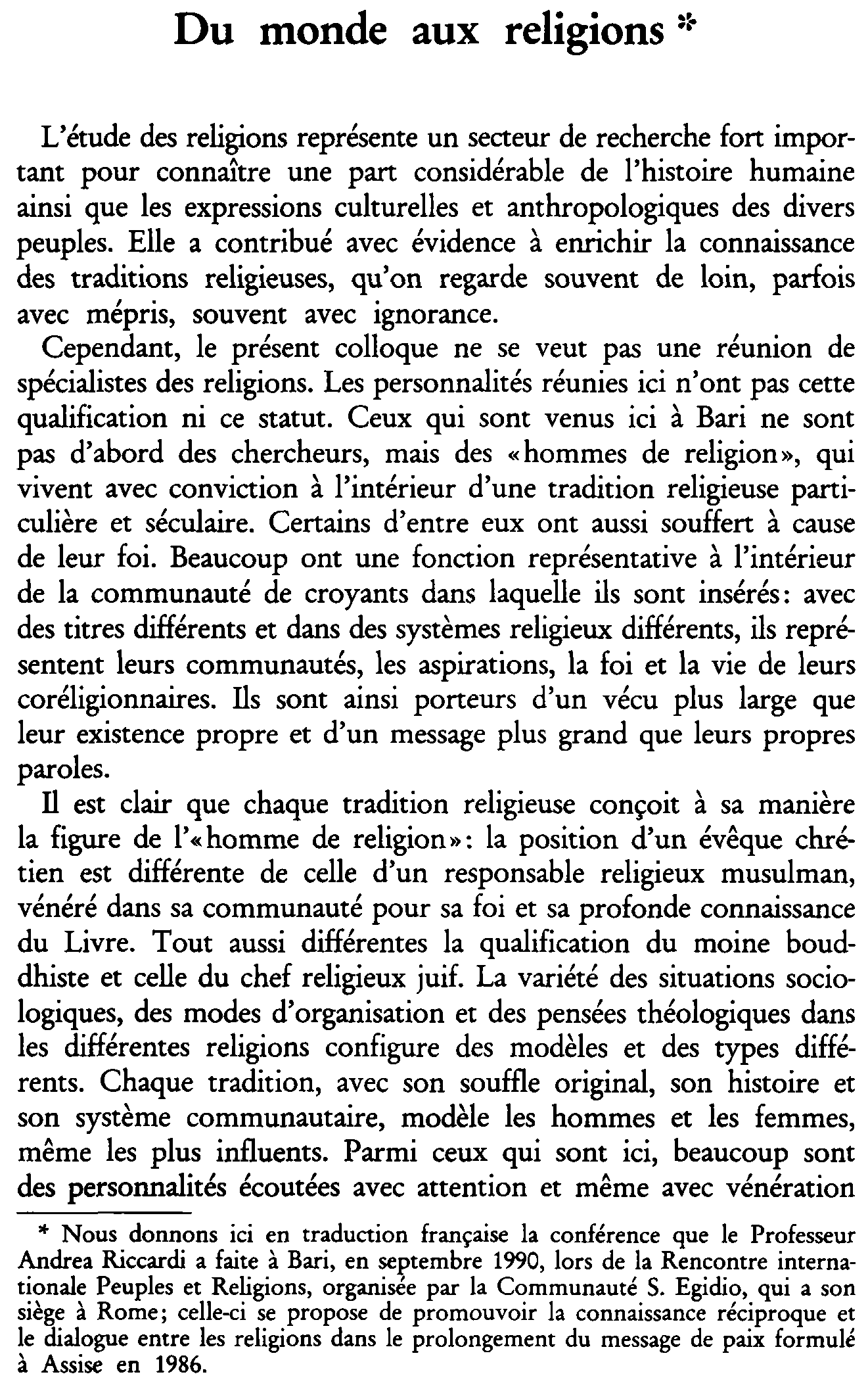 Du monde aux religions