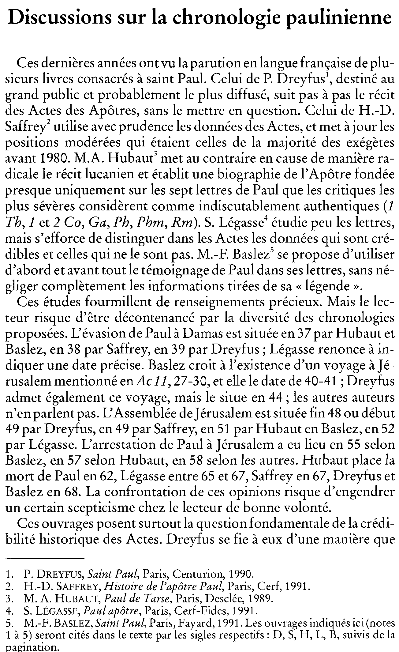 Discussions sur la chronologie paulinienne