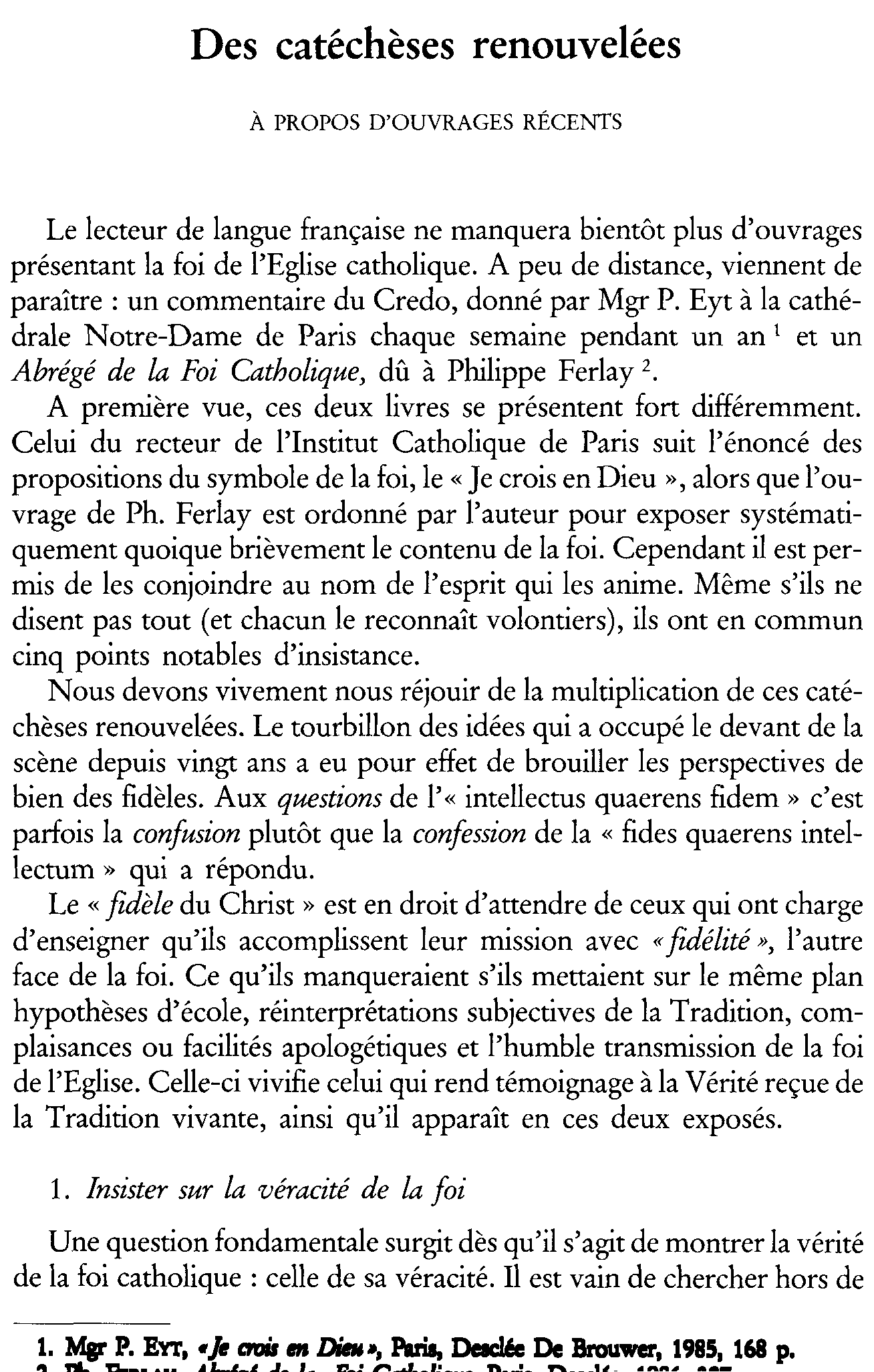 Des catéchèses renouvelées. À propos d'ouvrages récents
