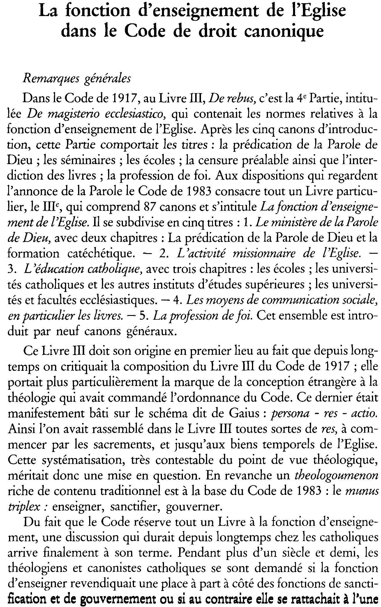 La fonction d'enseignement de l'Église dans le Code de droit canonique