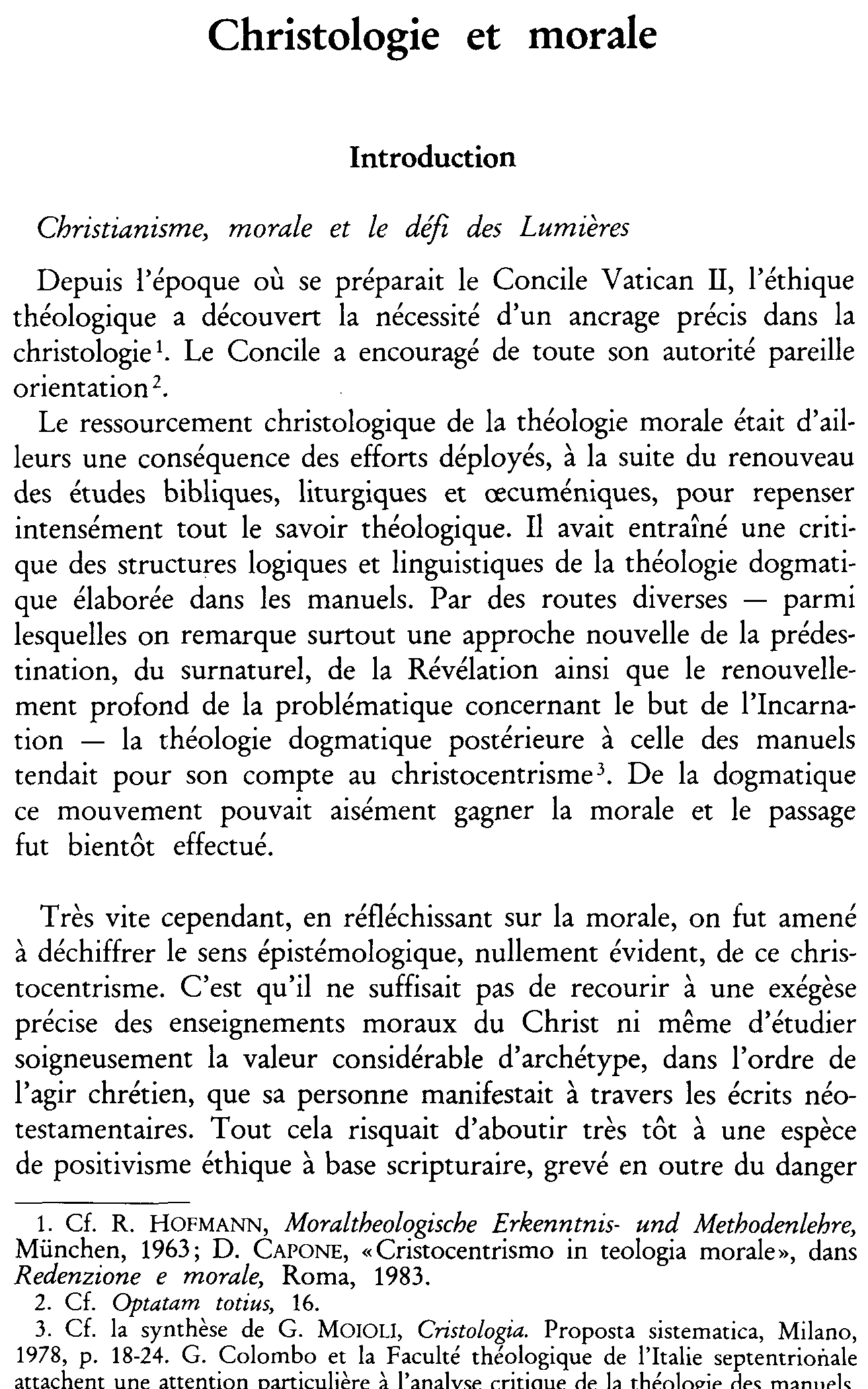 Christologie et morale