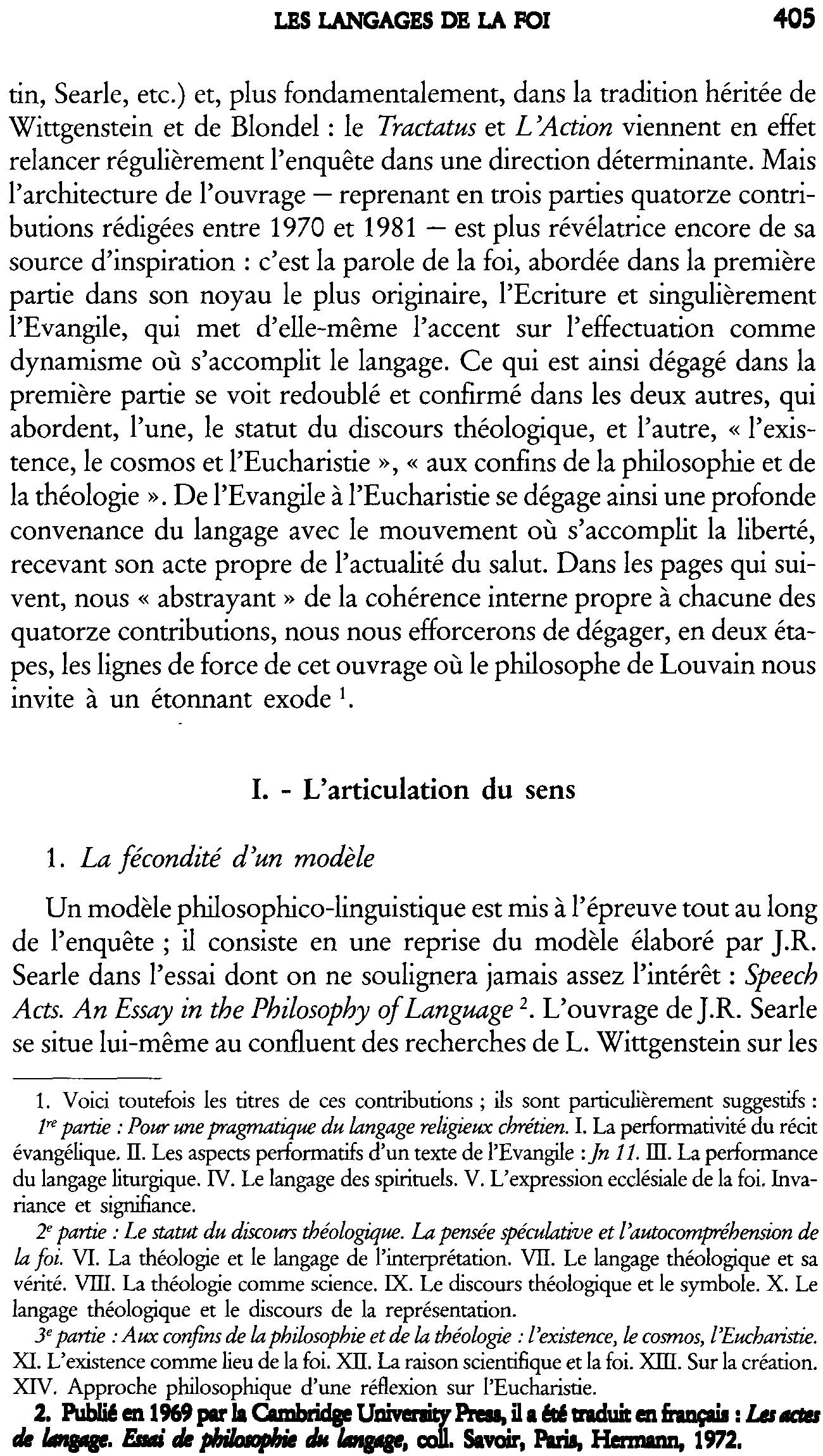 Les langages de la foi. À propos d'un ouvrage récent