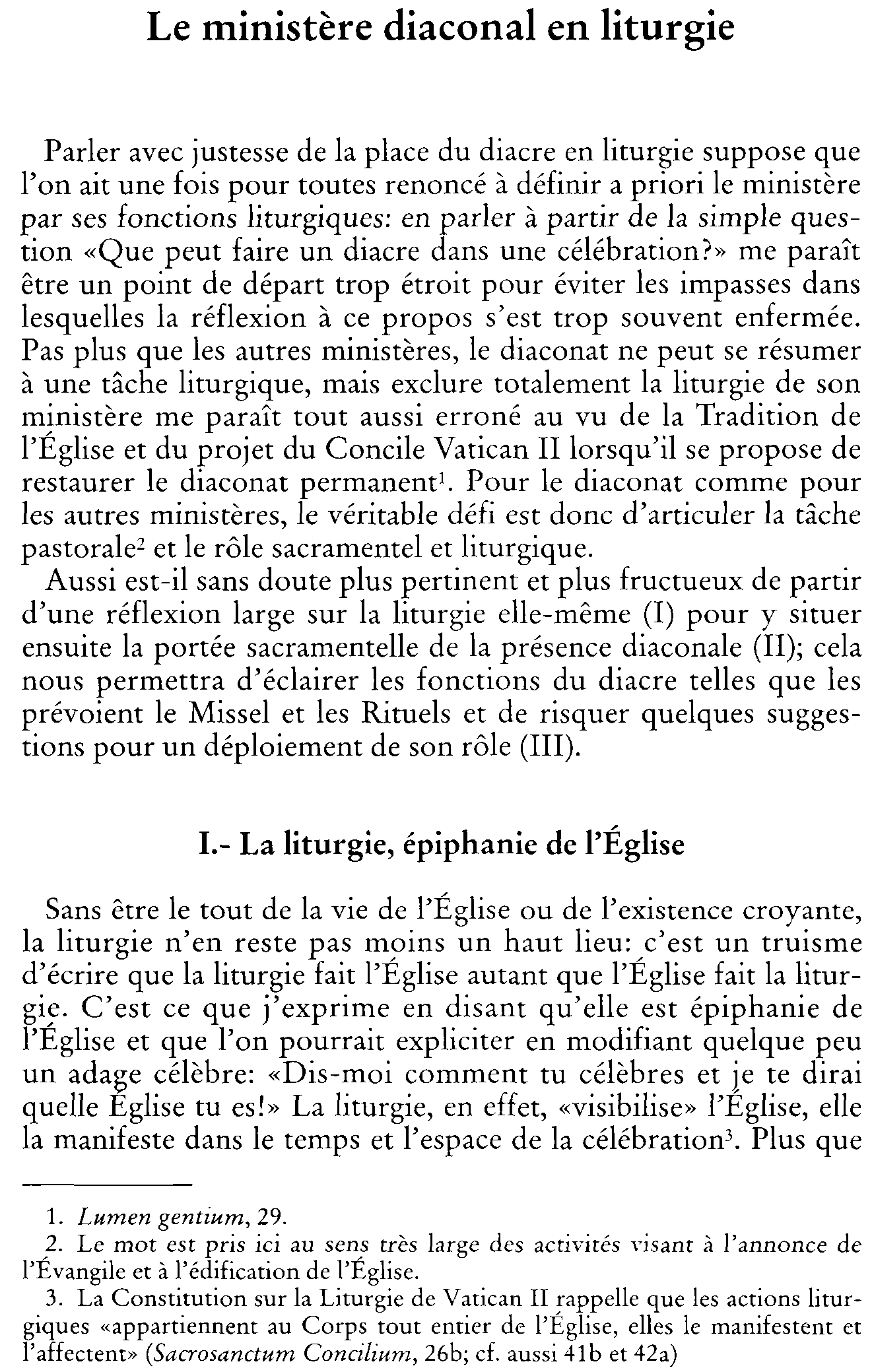 Le ministère diaconal en liturgie
