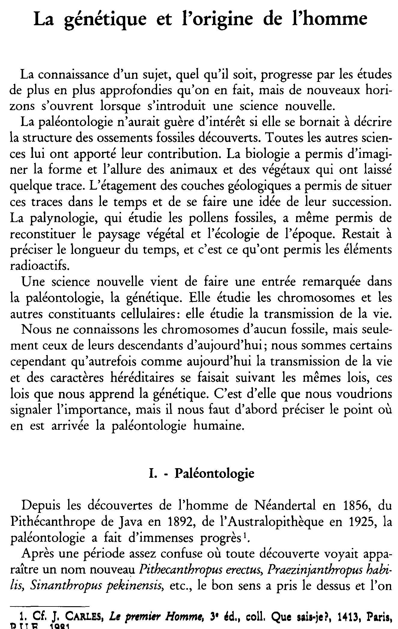 La génétique et l'origine de l'homme
