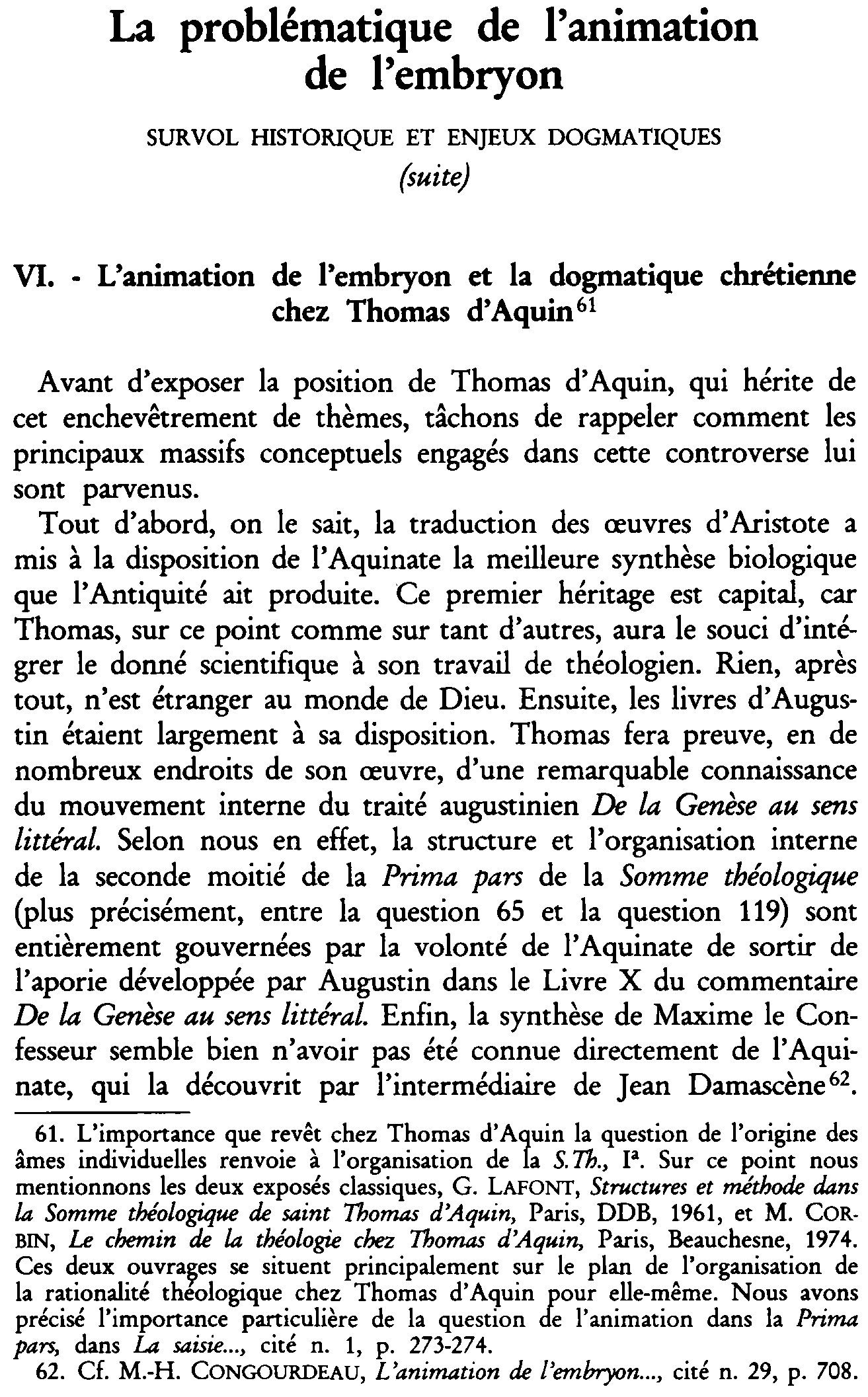 La problématique de l'animation de l'embryon. Survol historique et enjeux dogmatiques (suite)