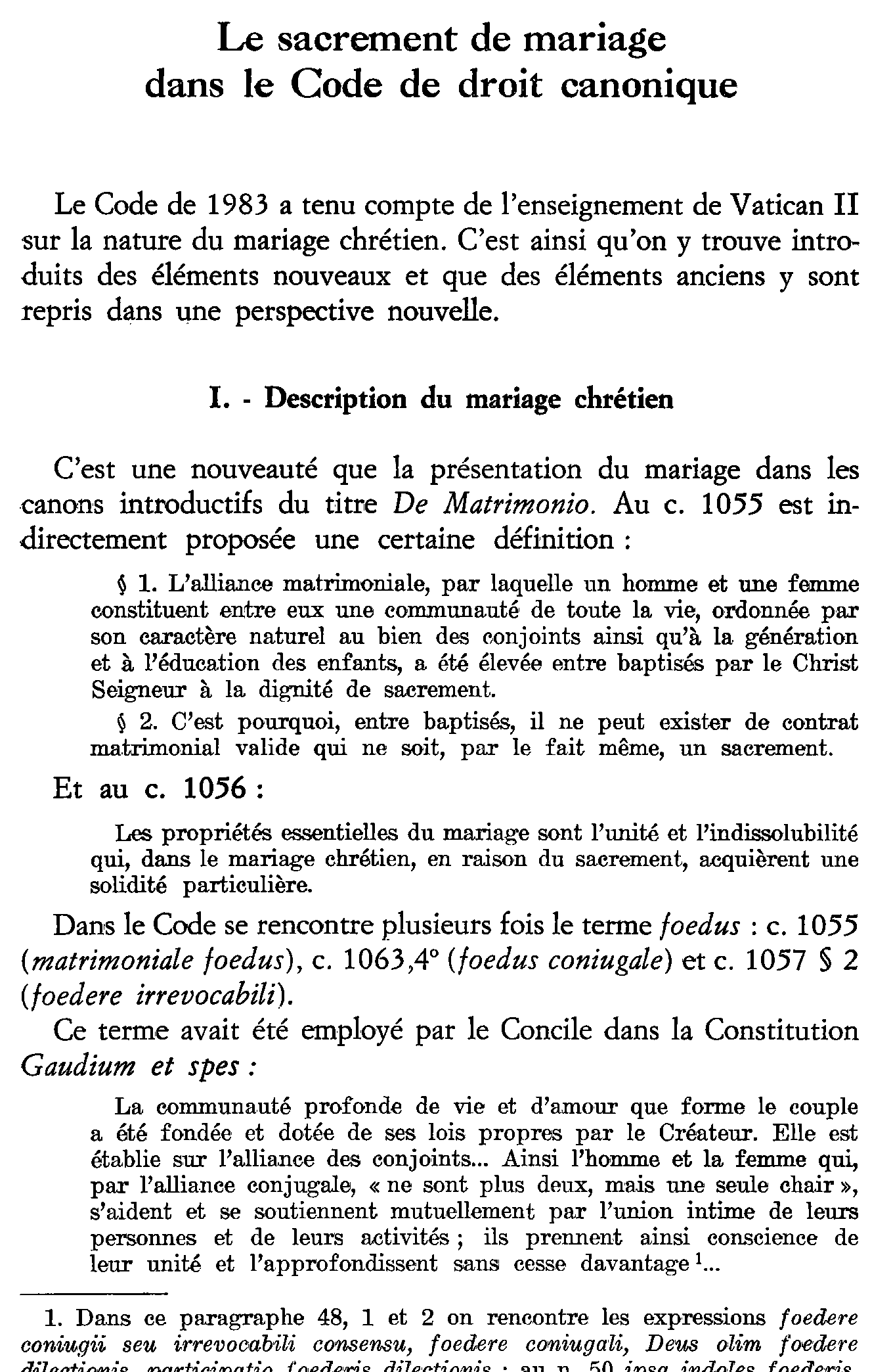 Le sacrement de mariage dans le Code de droit canonique