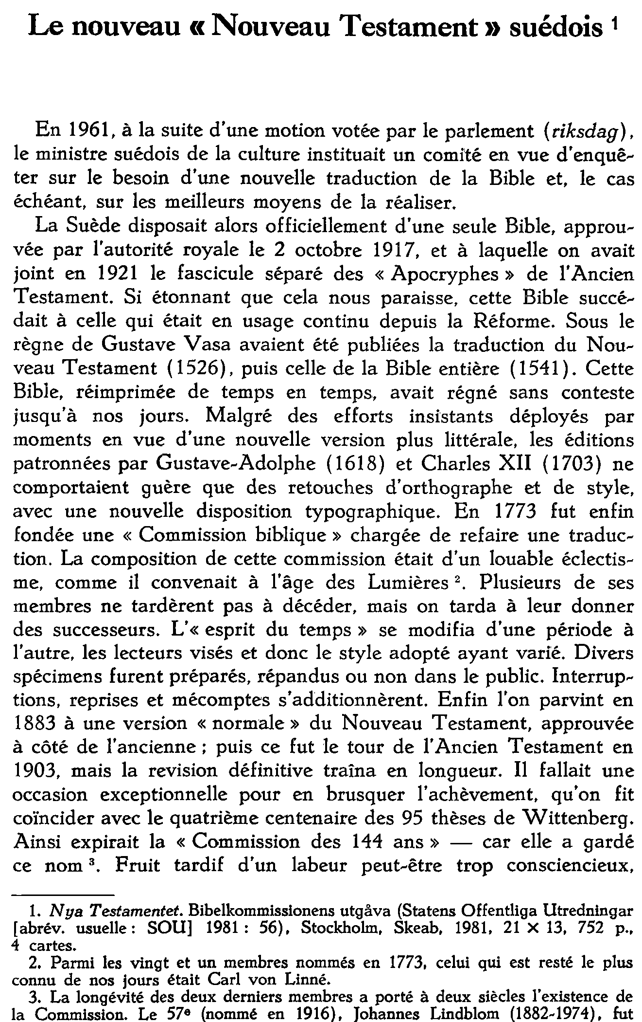 Le nouveau «Nouveau Testament» suédois