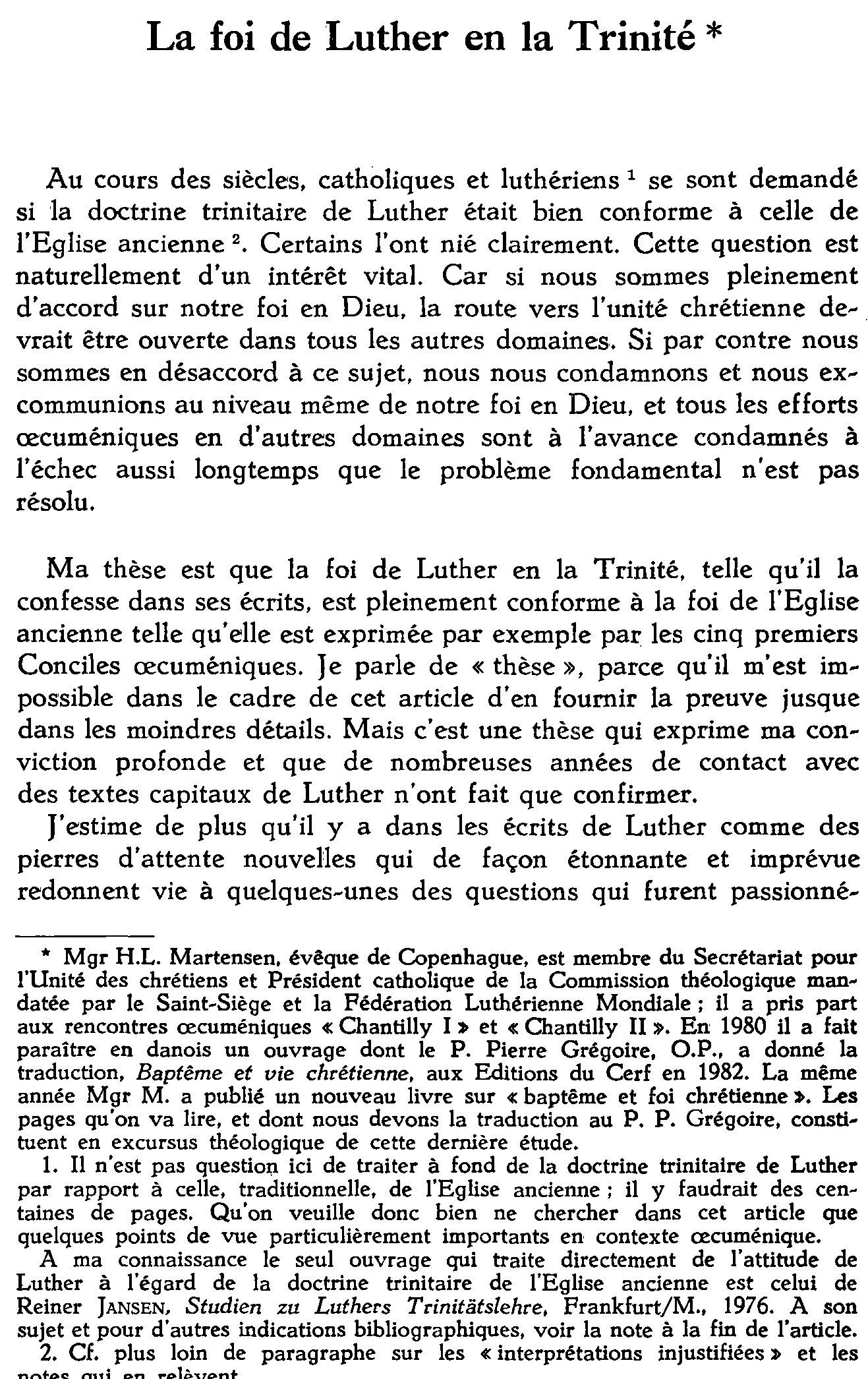 La foi de Luther en la Trinité